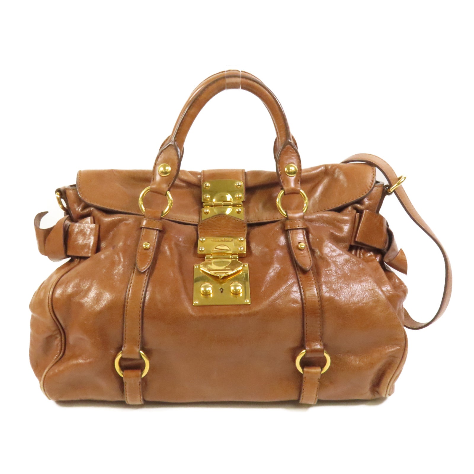 Miu Miu 牛皮皮革2 Way Shoulder金扣手挽肩背兩用袋
