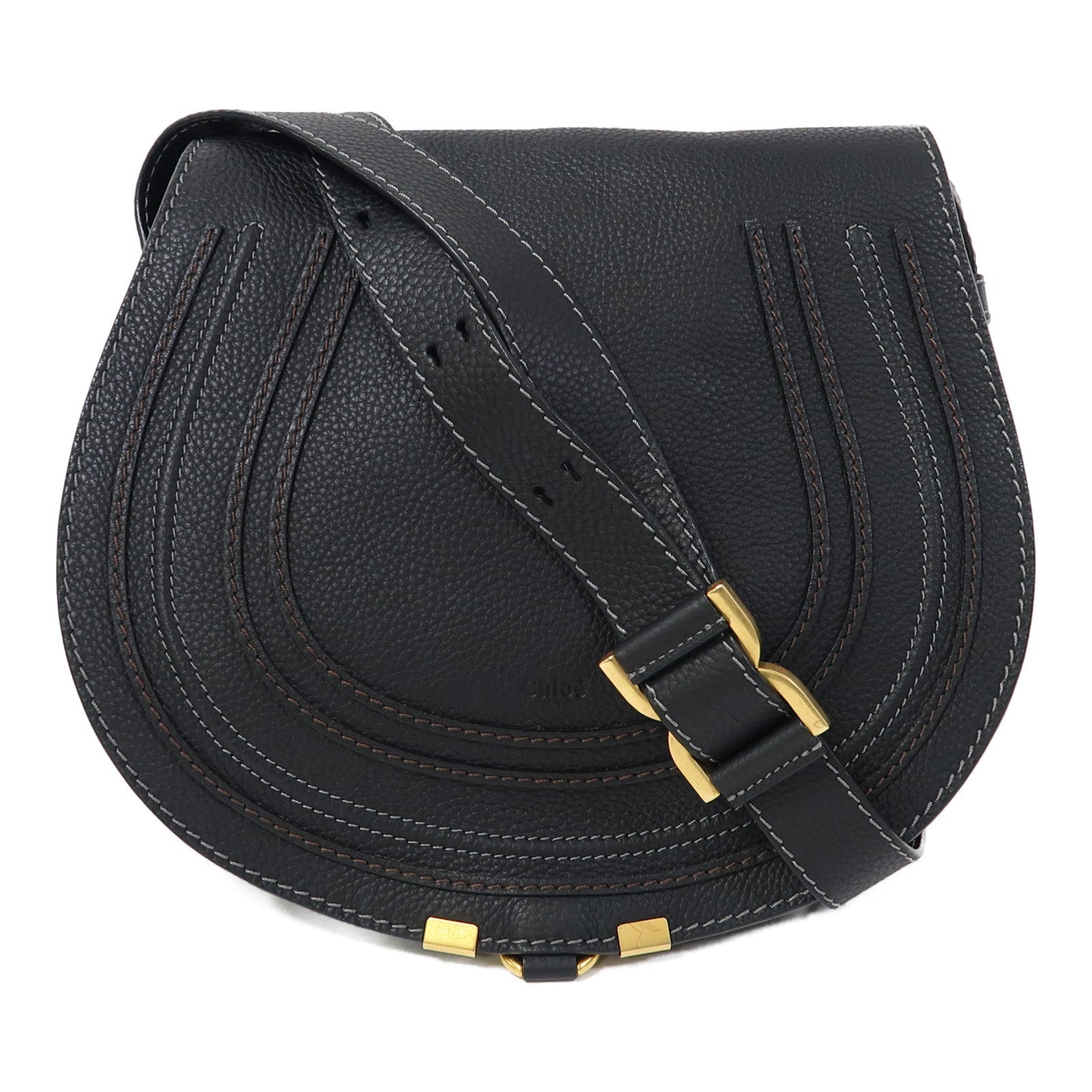 Chloe 牛皮皮革Shoulder bag金扣肩背袋黑色