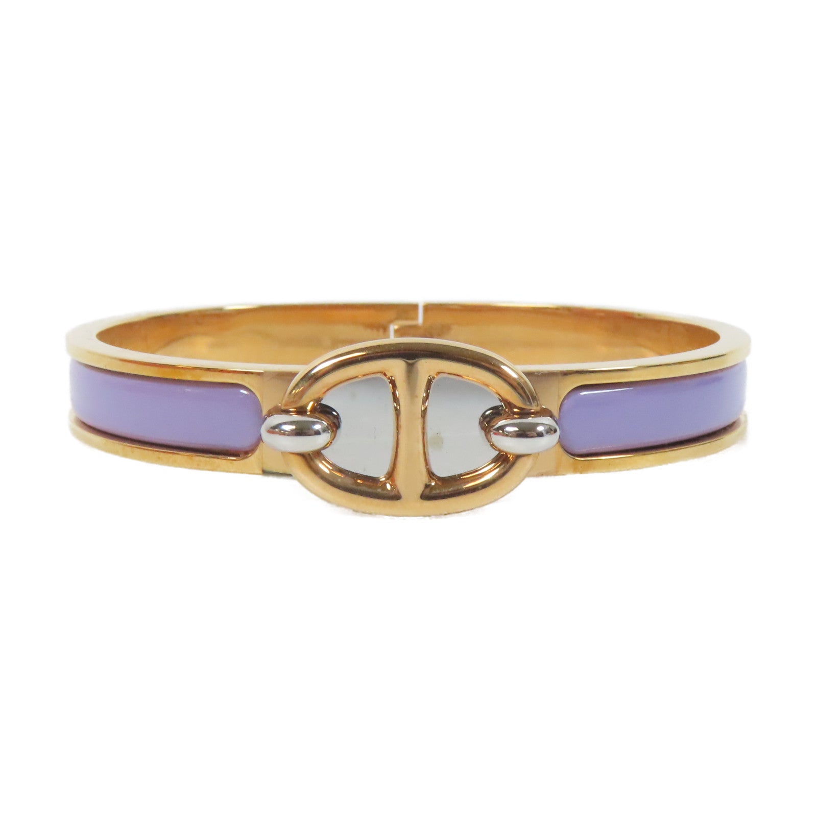 HERMES 琺瑯/金屬Mini Clic Bracelet金扣手鐲紫色