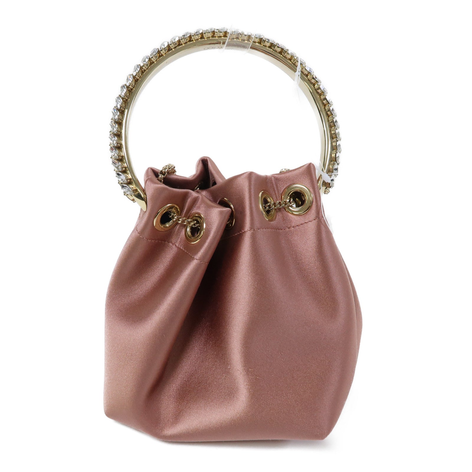 JIMMY CHOO 緞布2 Way Shoulder金扣手挽肩背兩用袋粉紅色