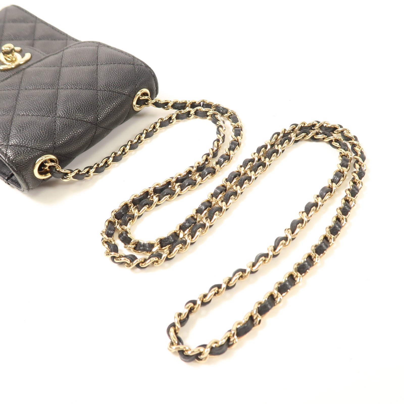 CHANEL 牛皮皮革Phone Bag金扣鏈帶肩背袋