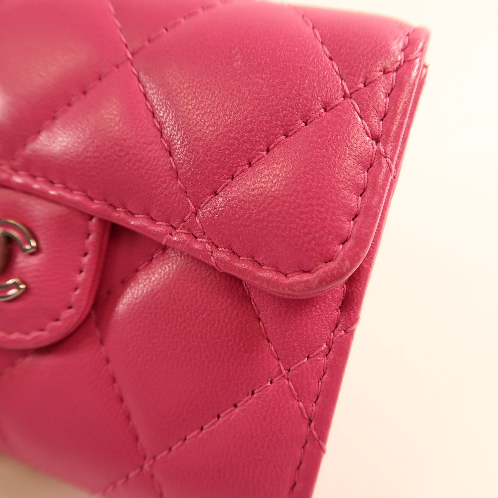 CHANEL 【激減優惠】羊皮皮革Card Case銀扣卡片套