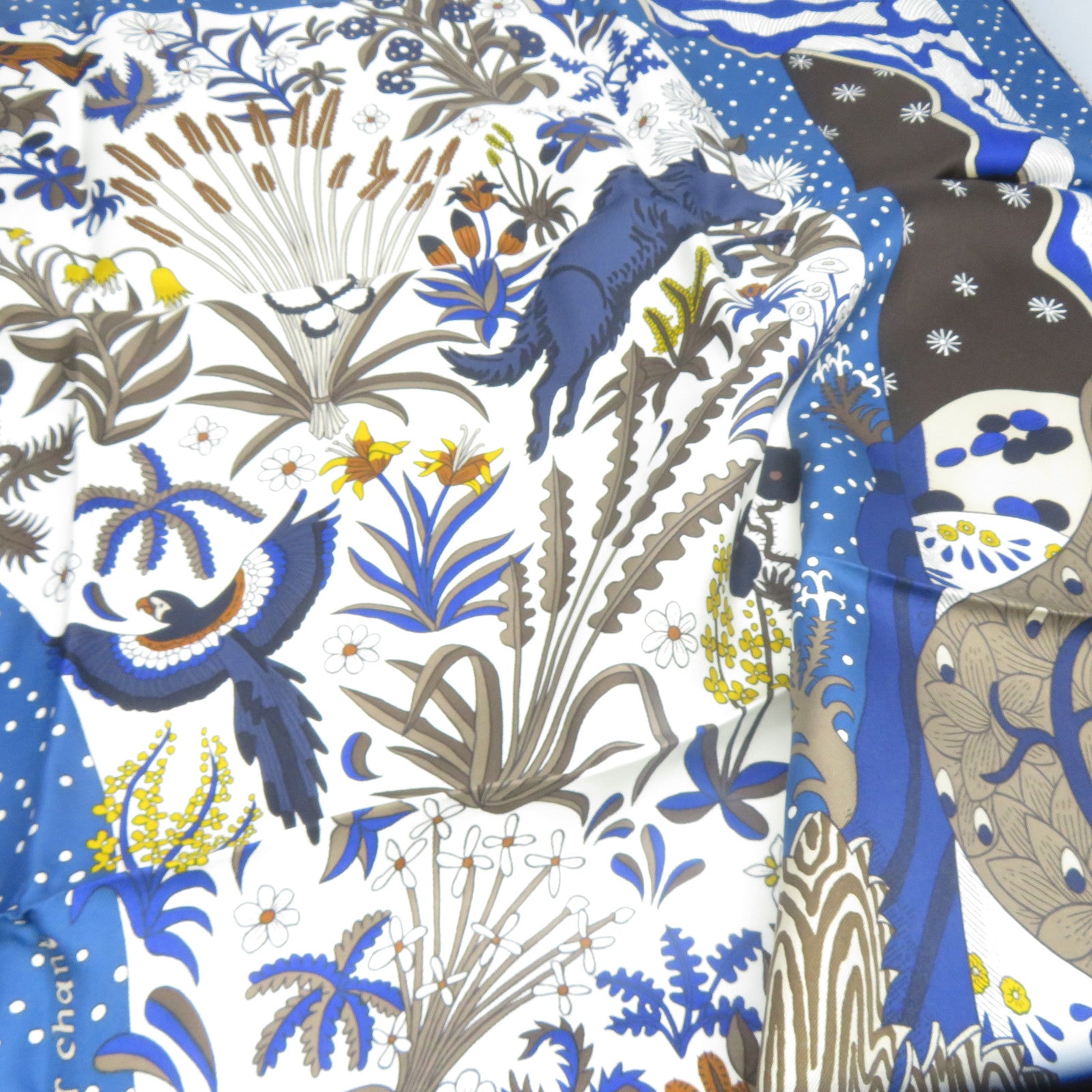 HERMES 【激減優惠】絲質Scarf絲巾啡色/藍色
