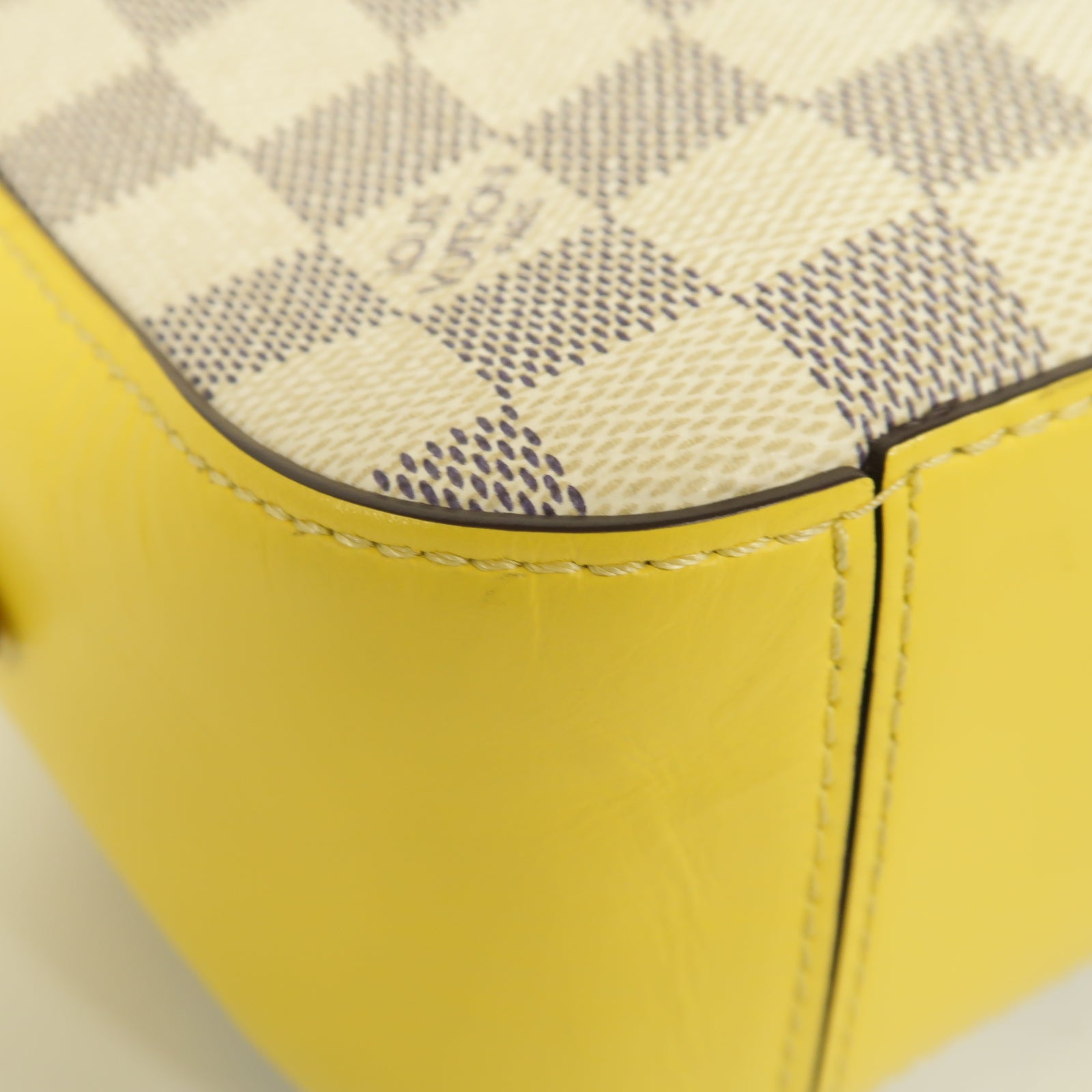 LOUIS VUITTON 【激減優惠】Damier Azur Saintonge金扣手挽肩背兩用袋黃色/白色