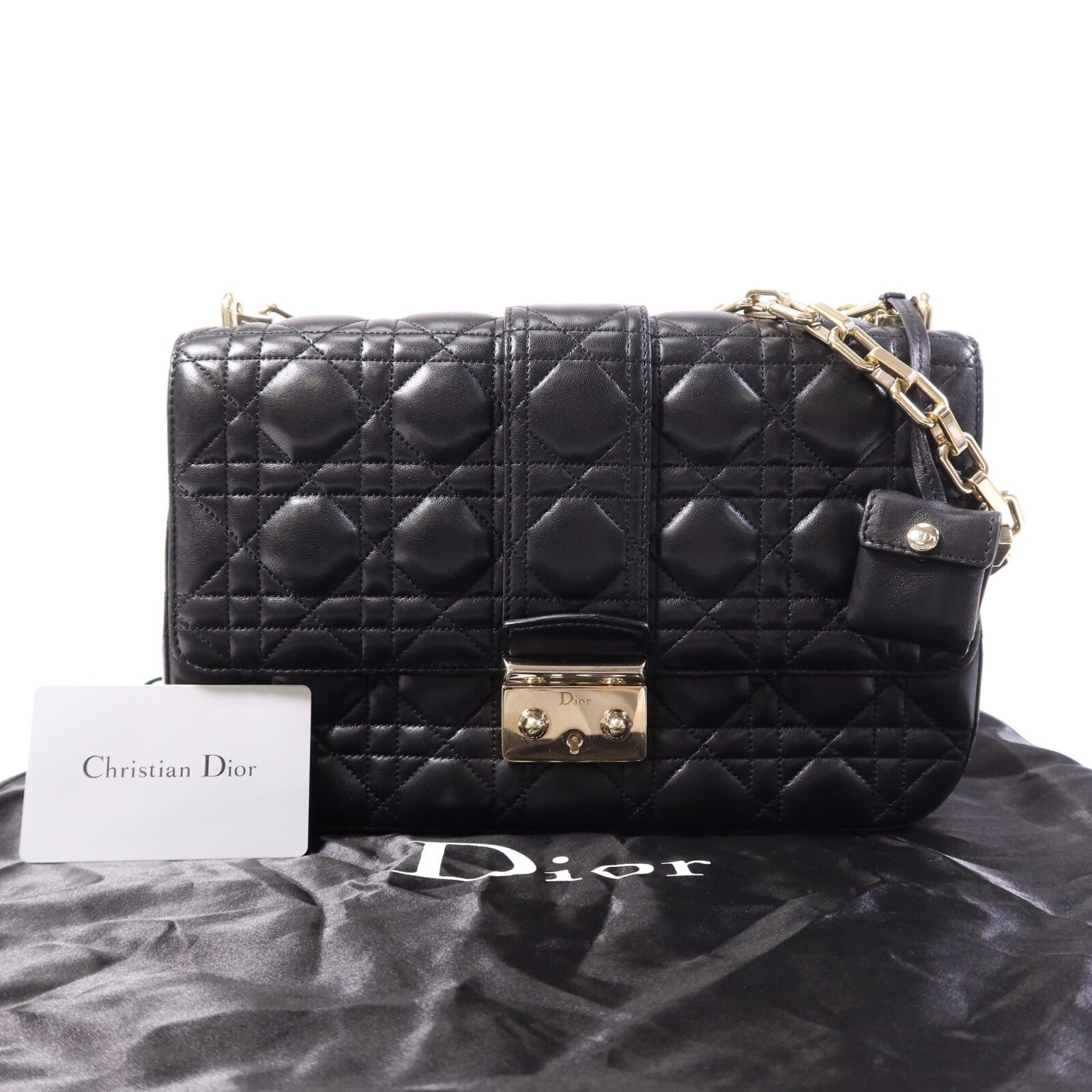 Dior 羊皮皮革Miss Dior金扣鏈帶肩背袋