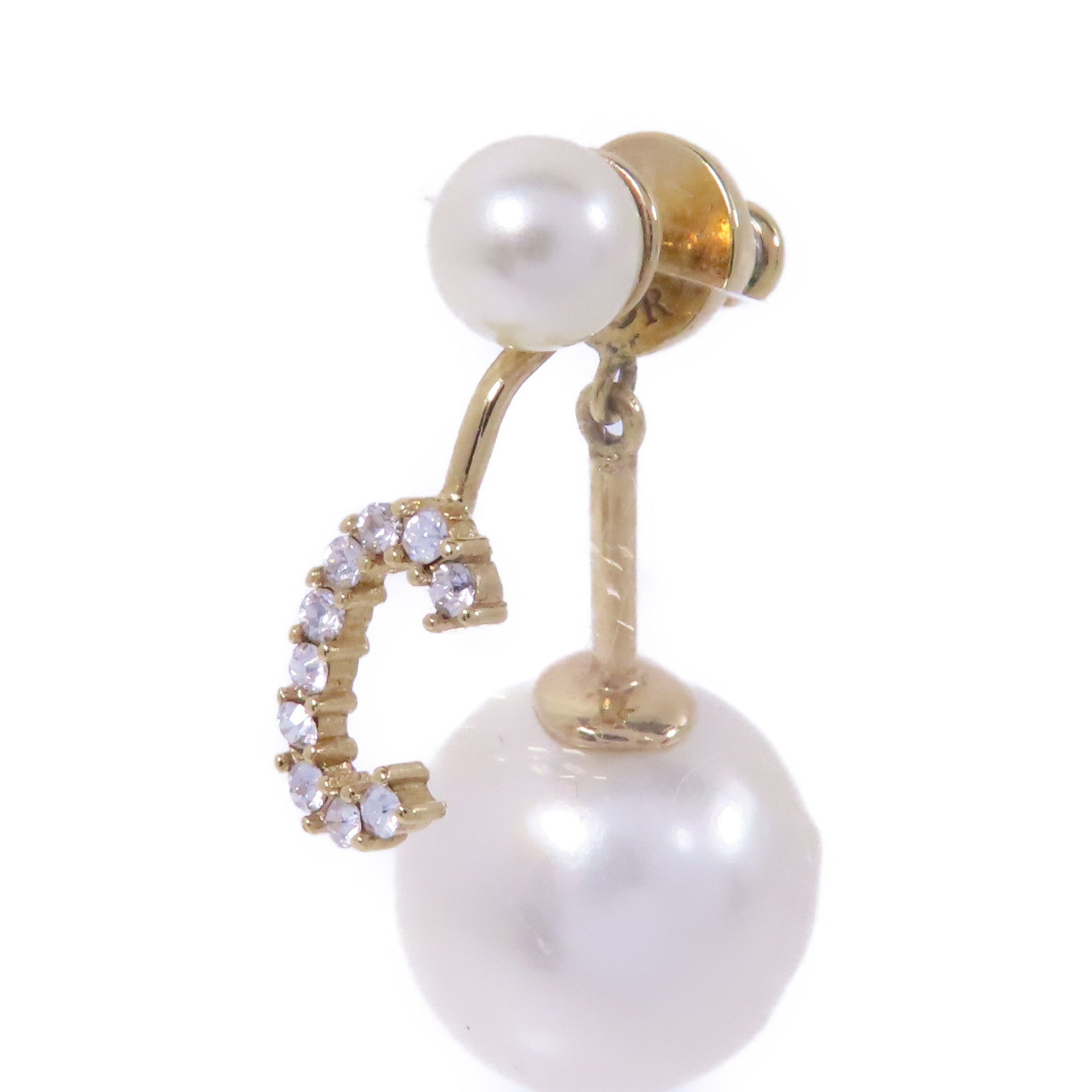 Dior 金屬/PVC Single Earring耳環金色/白色