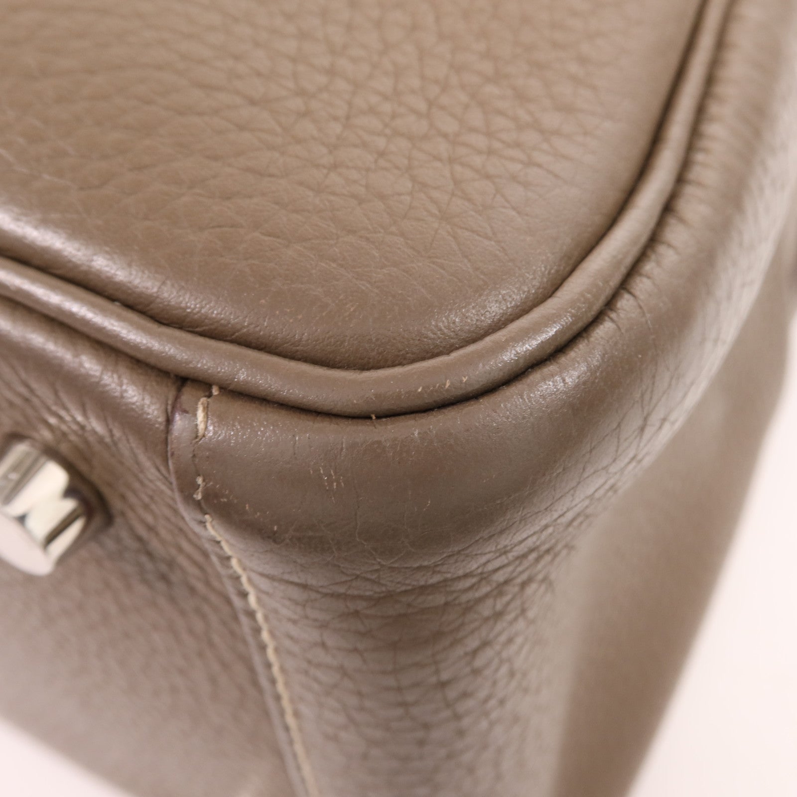 HERMES Clemence皮革Lindy 26銀扣手挽肩背兩用袋Etoupe