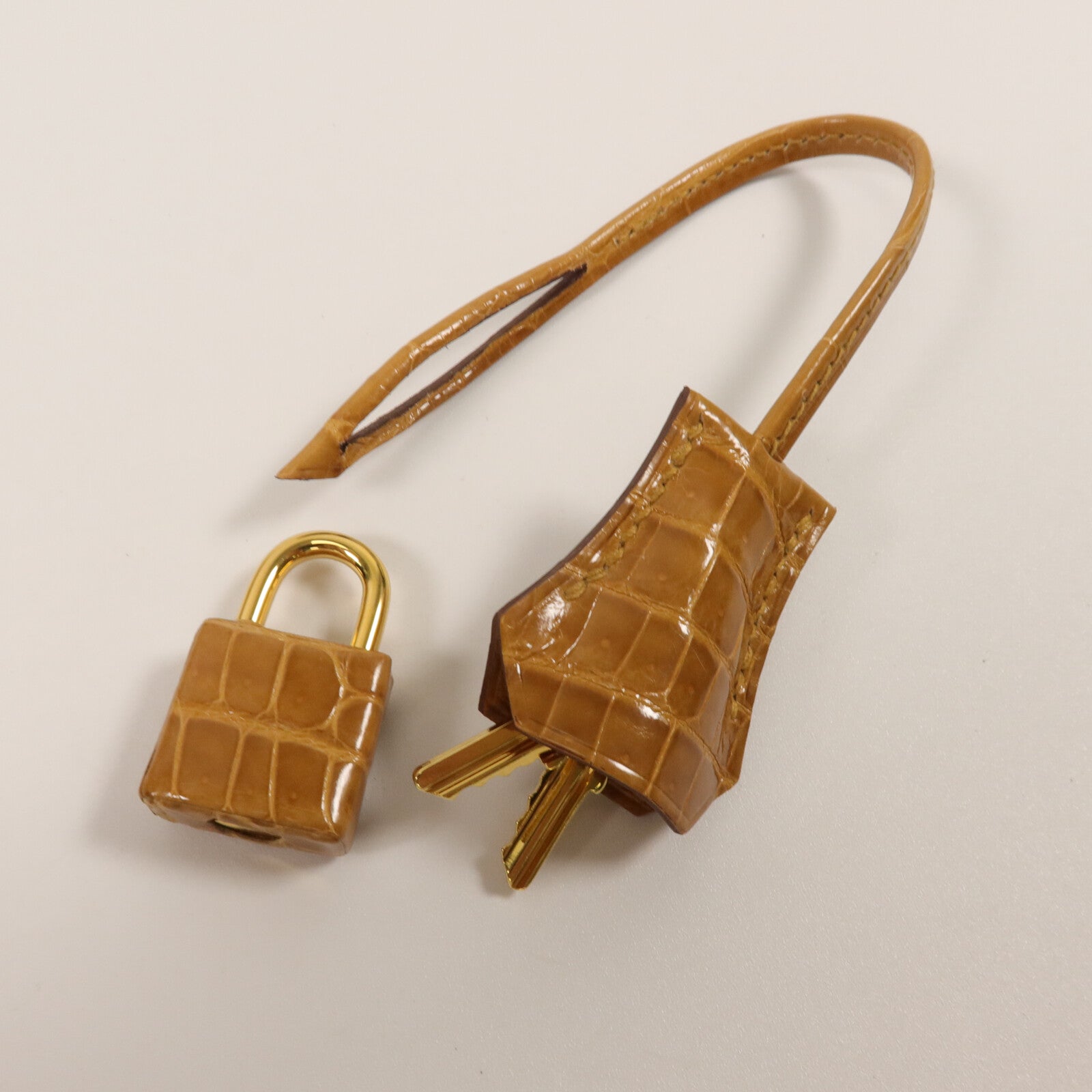 HERMES Togo/Crocodile皮革Kelly 28 Touch手挽肩背兩用袋Tabac Camel