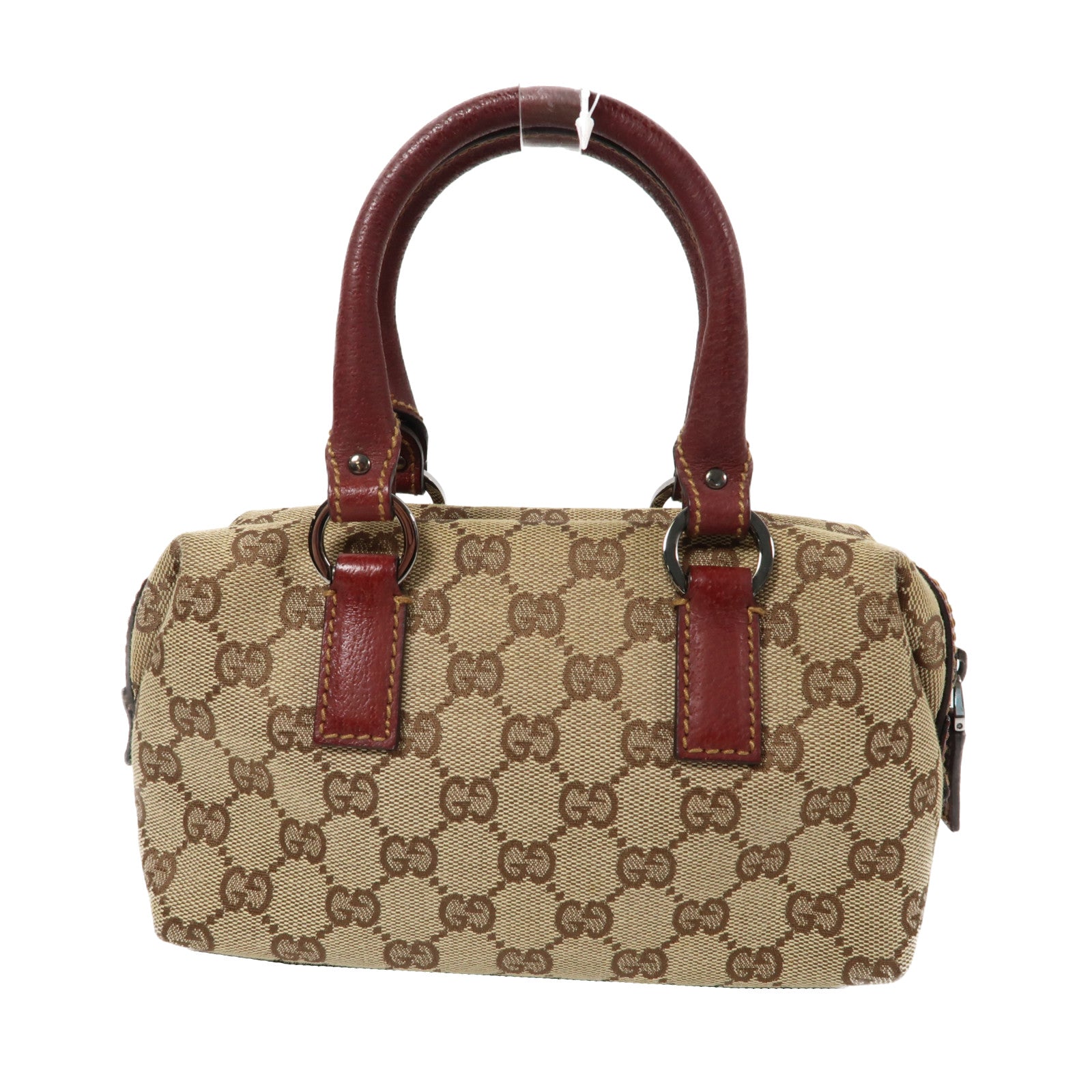 GUCCI 【清倉大減價】帆布Handbag銀扣手挽袋啡色– Brand Off