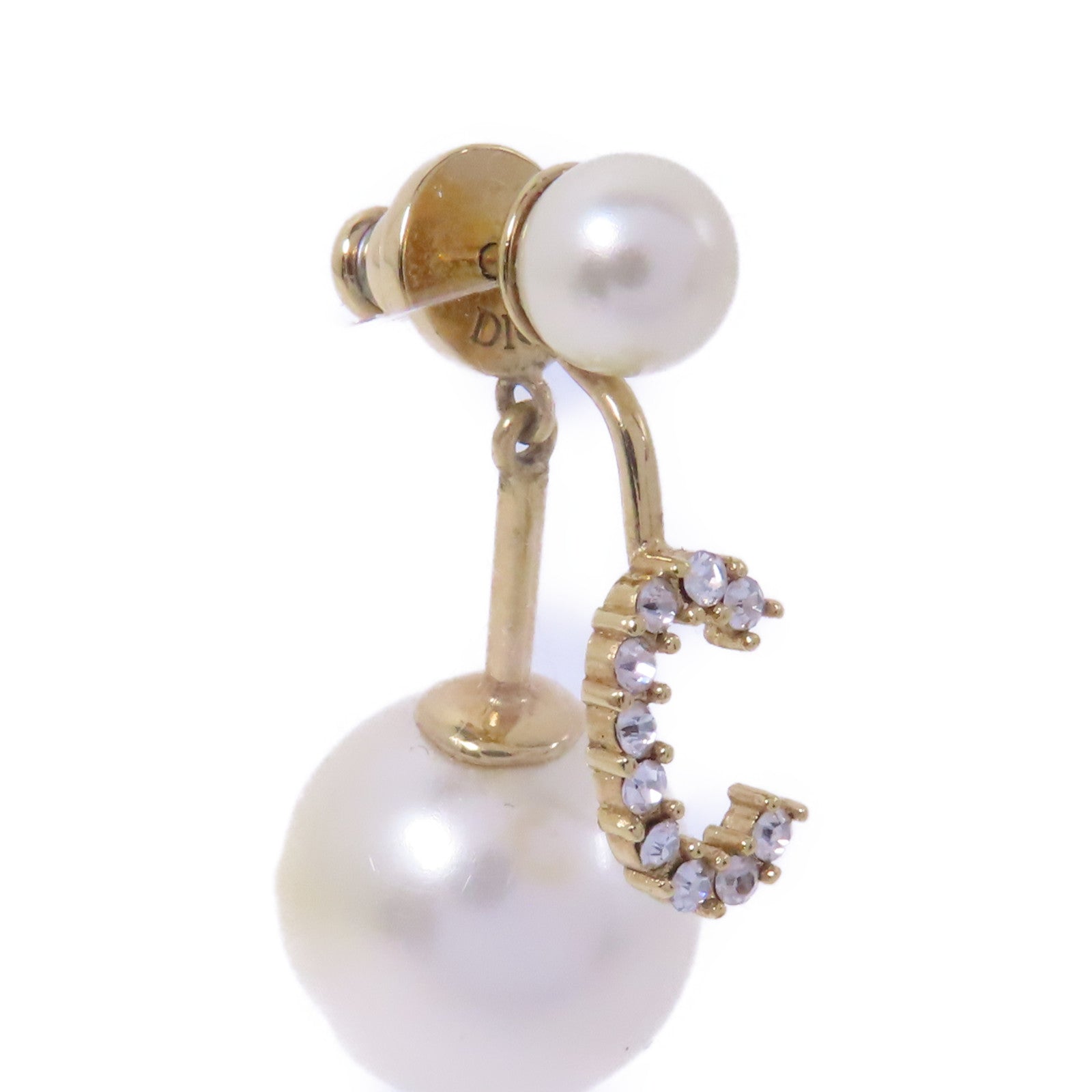 Dior 金屬/PVC Single Earring耳環金色/白色