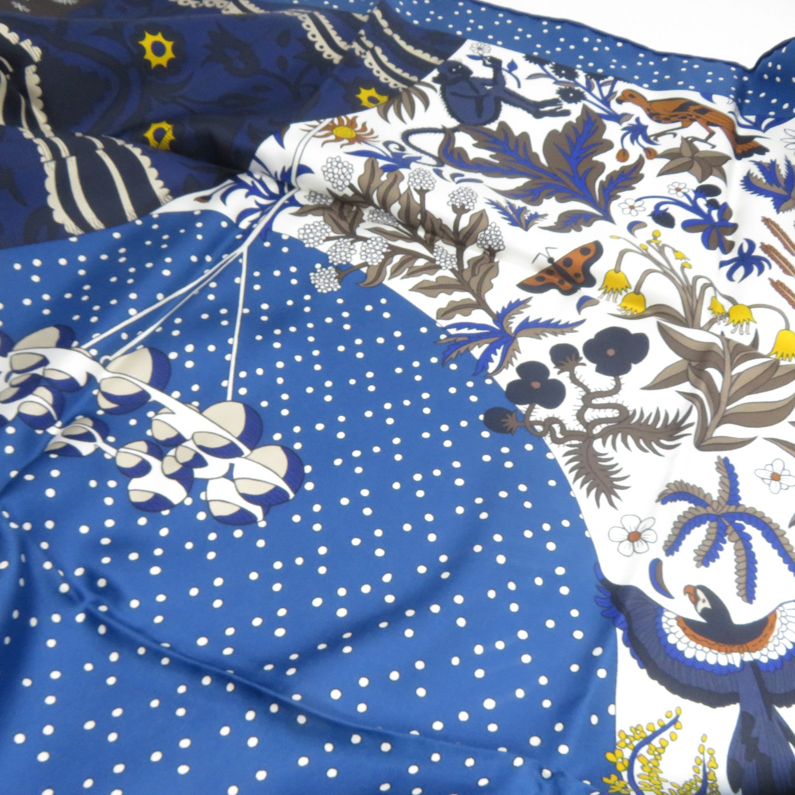 HERMES 【激減優惠】絲質Scarf絲巾啡色/藍色