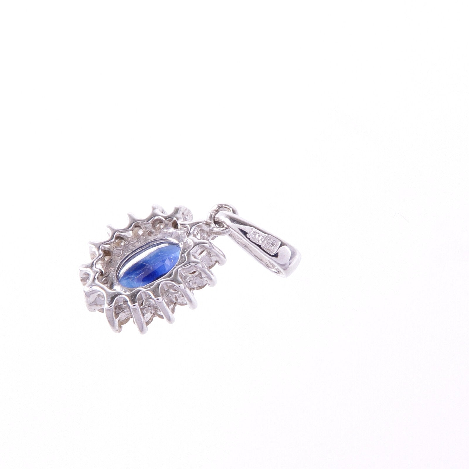 JEWELRY 18K白金Sapphire Diamond Pendant Top藍寶石/鑽石吊墜
