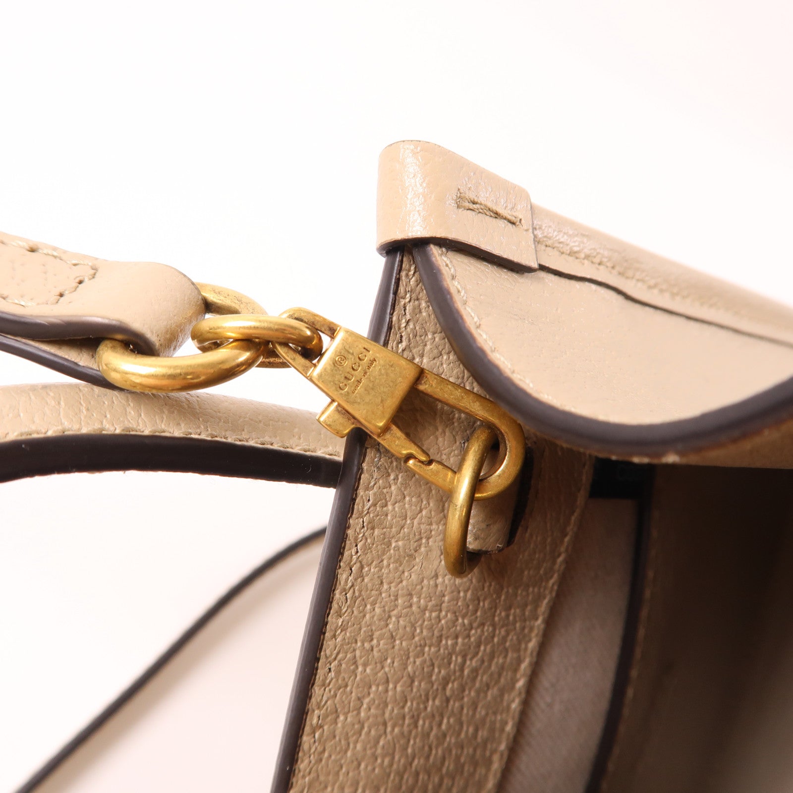 GUCCI 塗層帆布/皮革Mini 2 Way Tote金扣手挽肩背兩用袋米色