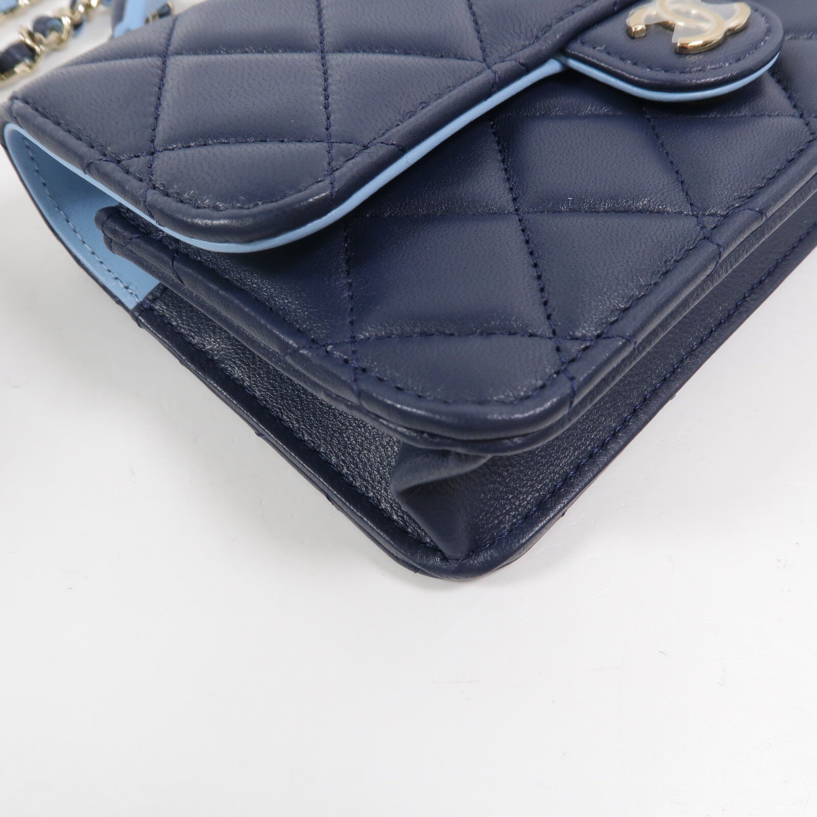 CHANEL 羊皮皮革Mini Flap With Handle鏈帶手挽肩背兩用袋