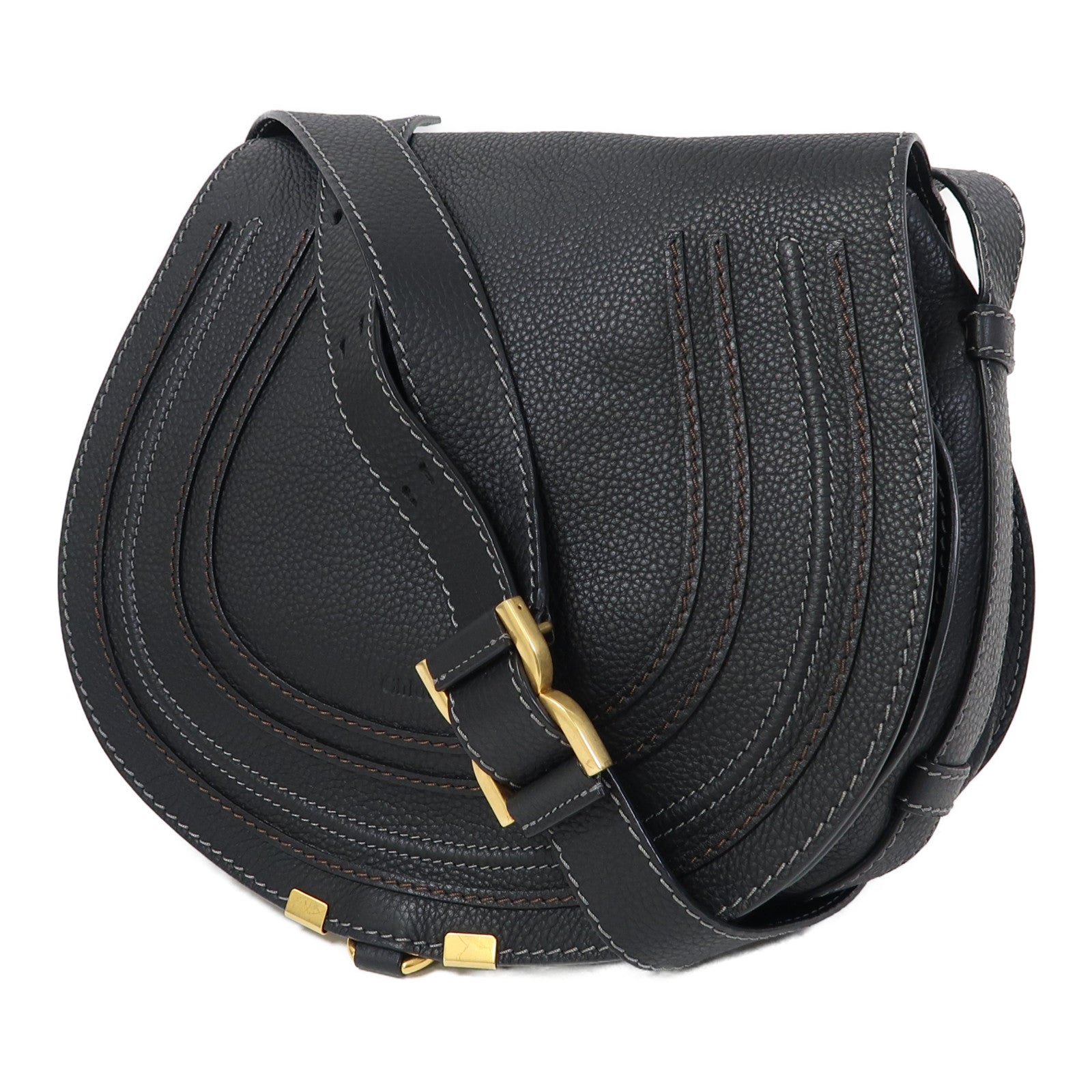 Chloe 牛皮皮革Shoulder bag金扣肩背袋黑色