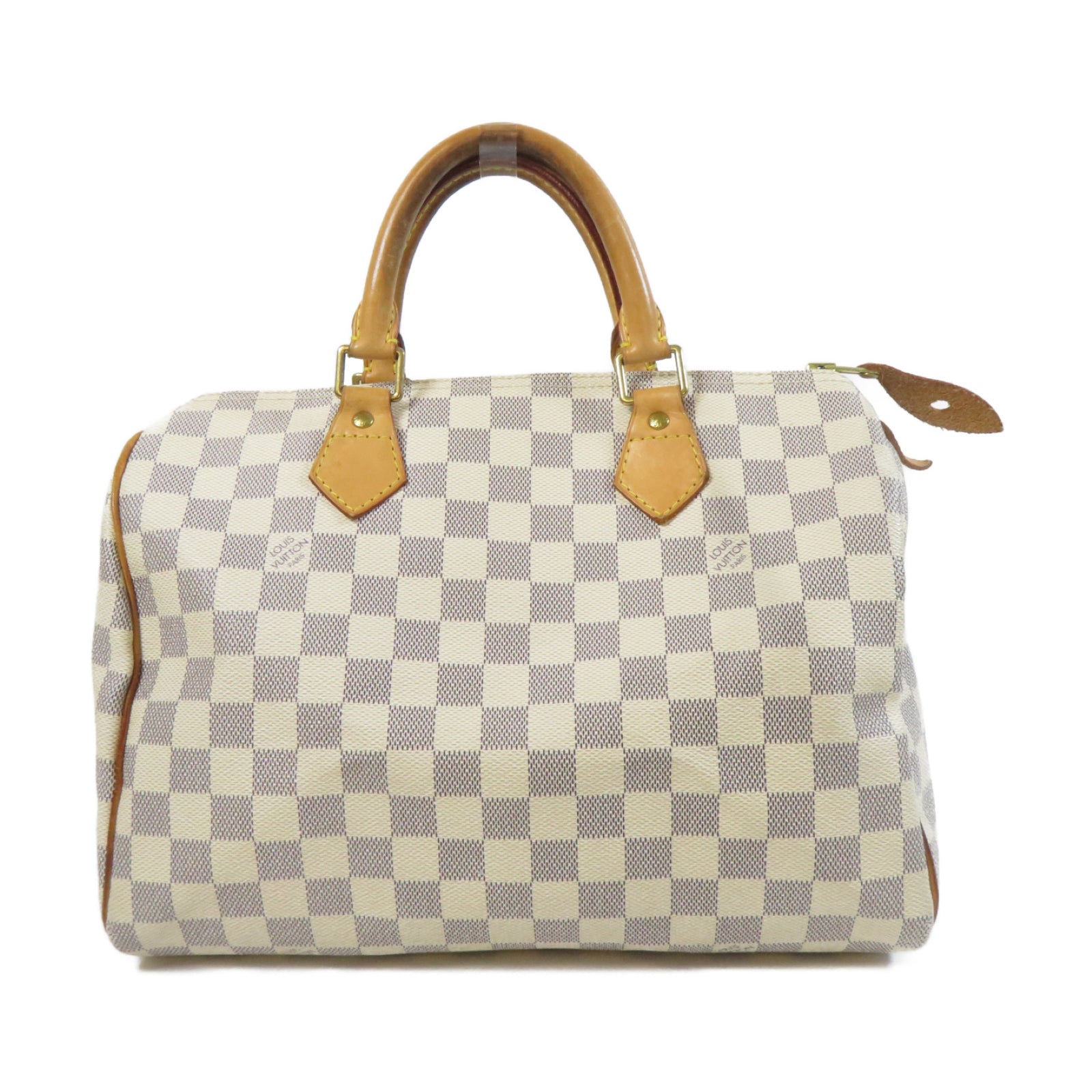 LOUIS VUITTON 【激減優惠】Damier Azur Speedy 30金扣手挽袋白色