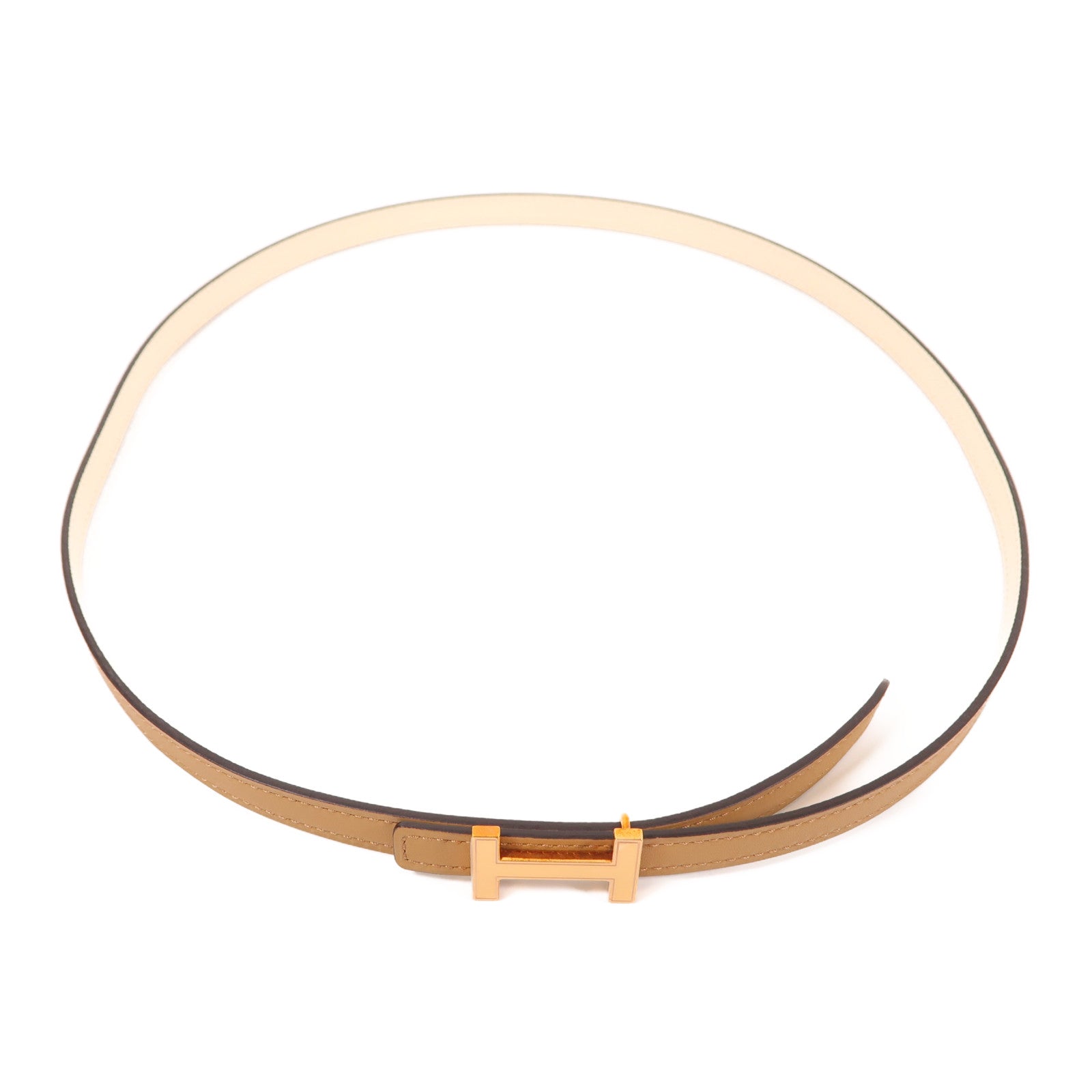 HERMES Epsom皮革H Belt 90cm金扣皮帶Sesame/Nata