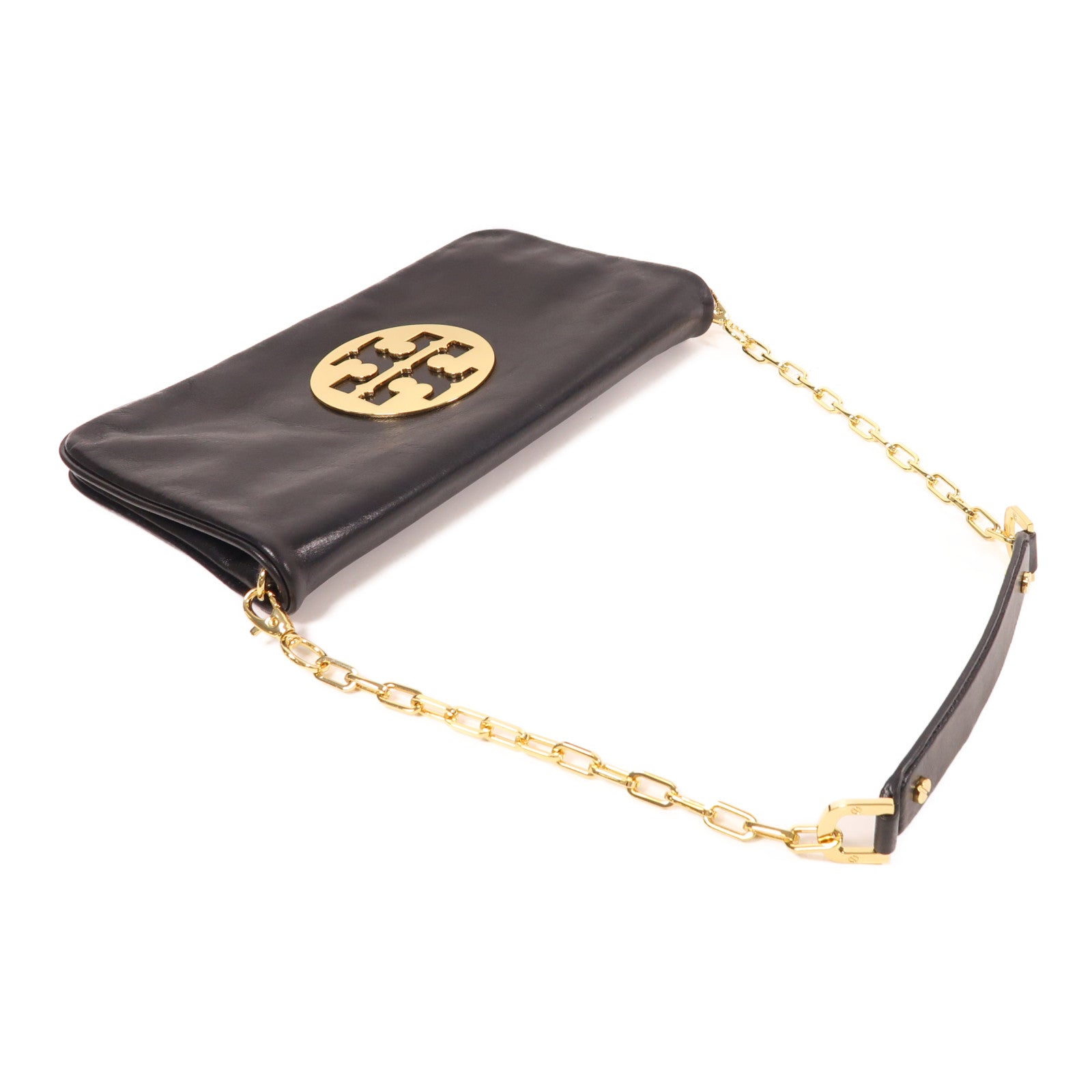 牛皮皮革Reva Clutch金扣鏈帶肩背袋