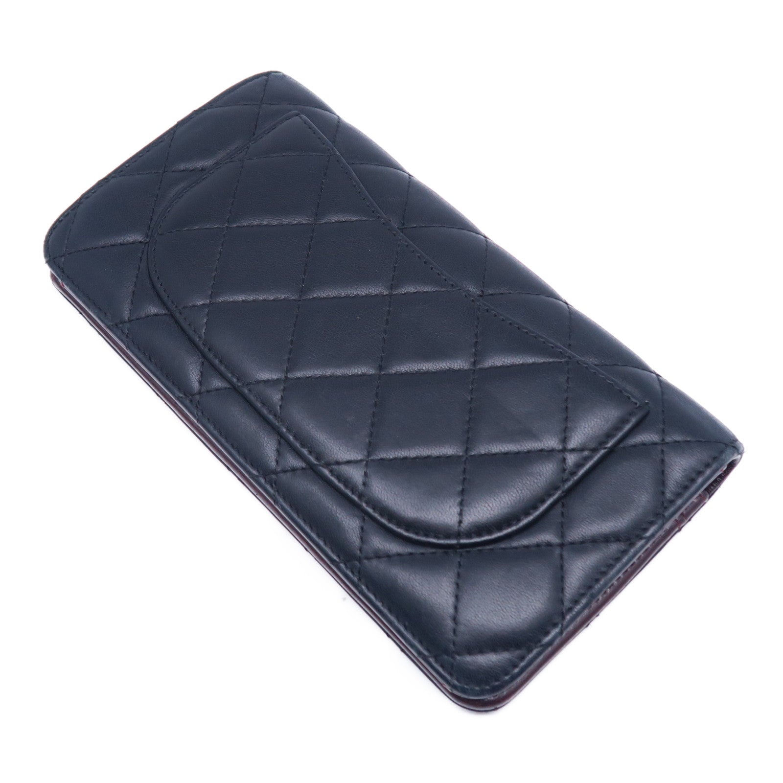 CHANEL **【激減優惠】菱格羊皮皮革Wallet銀扣長錢包黑色