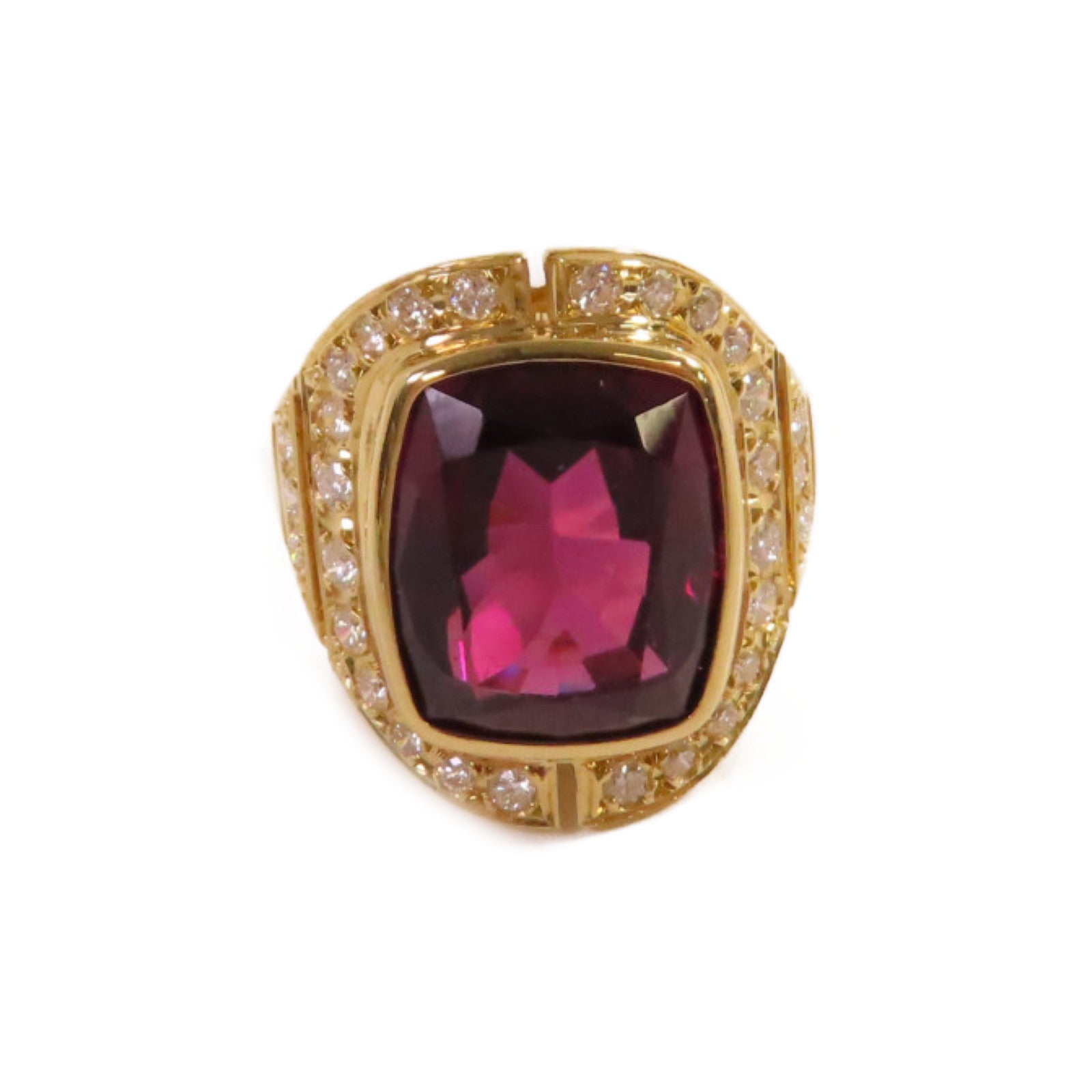 JEWELRY 18K黃金/11.2ct石榴石/0.51ct鑽石Garnet Ring戒指US#5