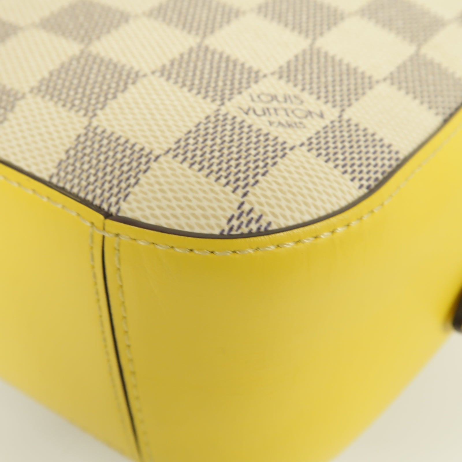 LOUIS VUITTON 【激減優惠】Damier Azur Saintonge金扣手挽肩背兩用袋黃色/白色