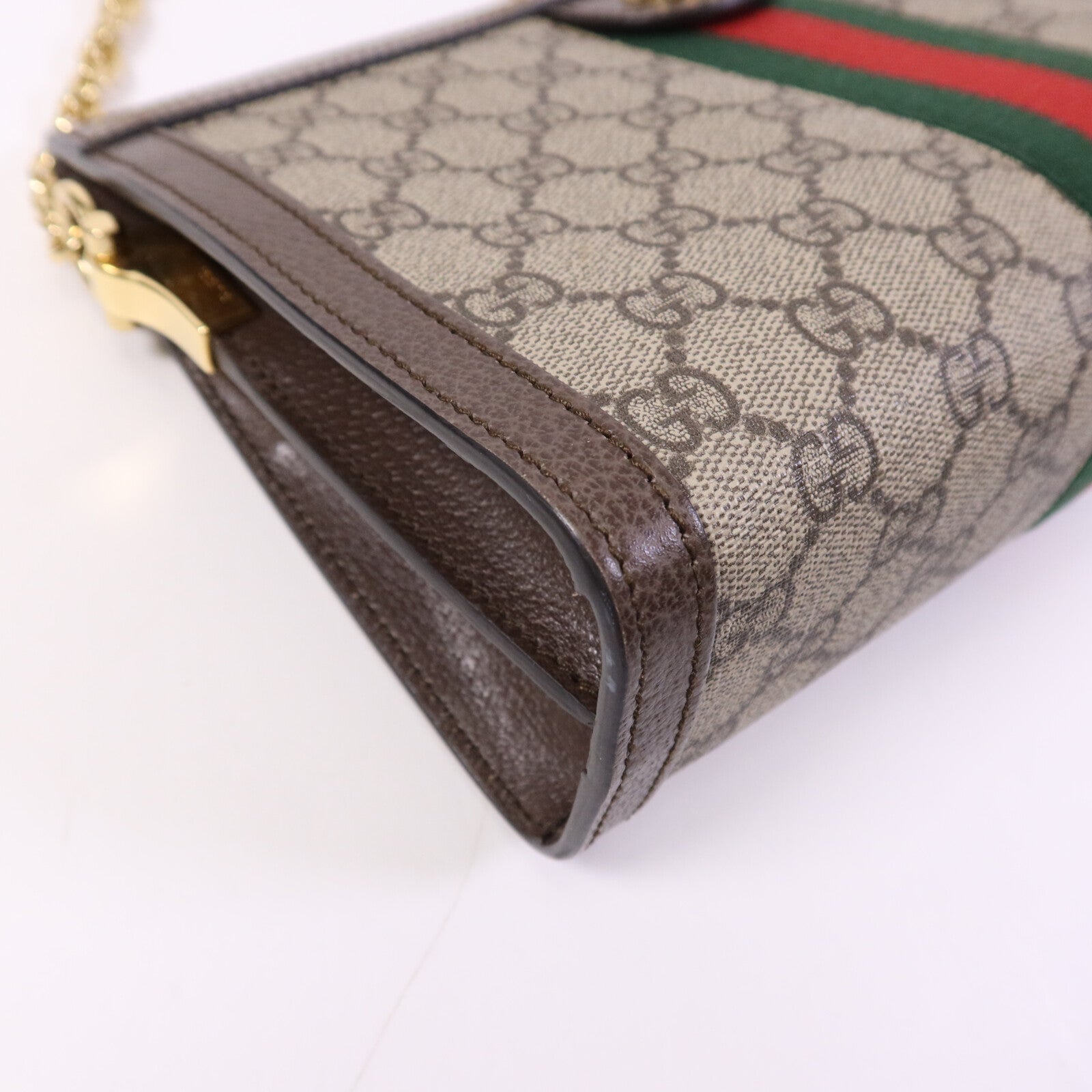GUCCI 【激減優惠】塗層帆布Ophldia GG金扣鏈帶肩背袋