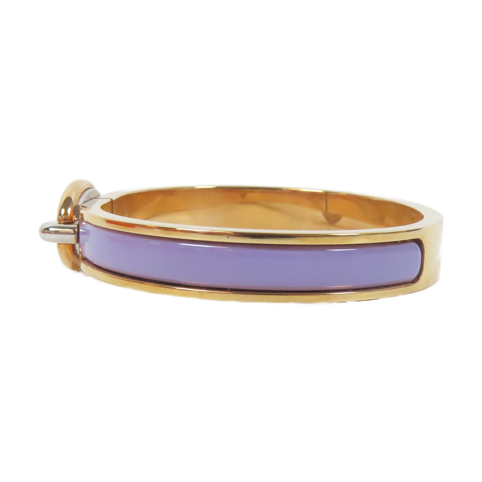 HERMES 琺瑯/金屬Mini Clic Bracelet金扣手鐲紫色