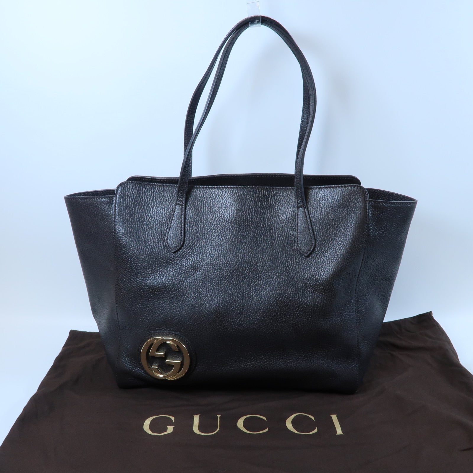 GUCCI 牛皮皮革Shoulder Tote Bag金扣肩背袋巧克力啡色