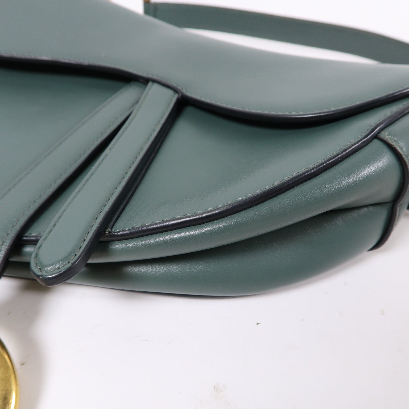 Dior 牛皮皮革Saddle Bag金扣肩背袋綠色