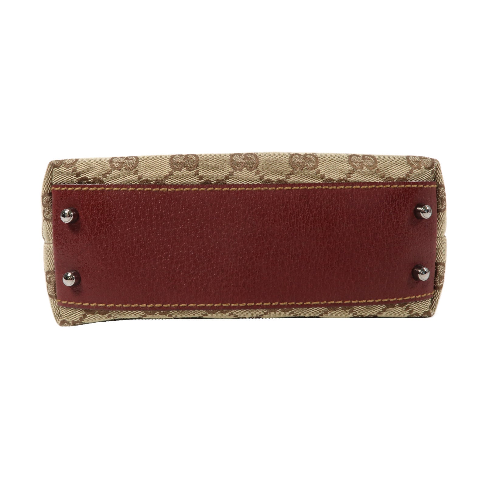 GUCCI 【清倉大減價】帆布Handbag銀扣手挽袋啡色