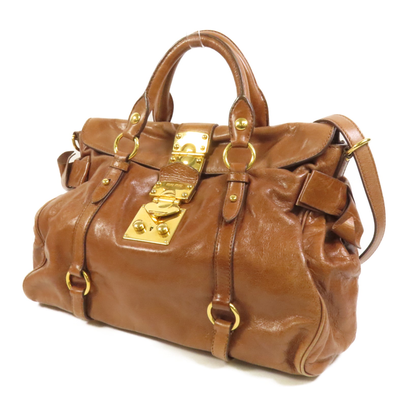 Miu Miu 牛皮皮革2 Way Shoulder金扣手挽肩背兩用袋