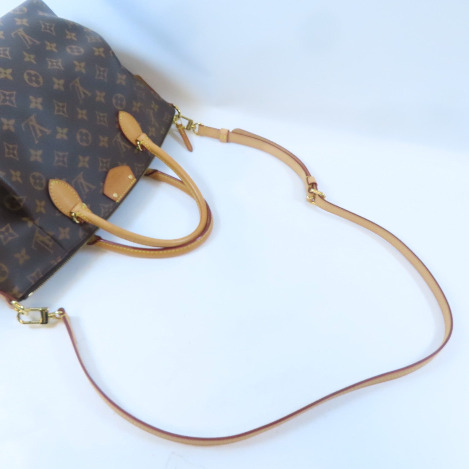 LOUIS VUITTON Monogram Turenne MM金扣手挽肩背兩用袋棕色