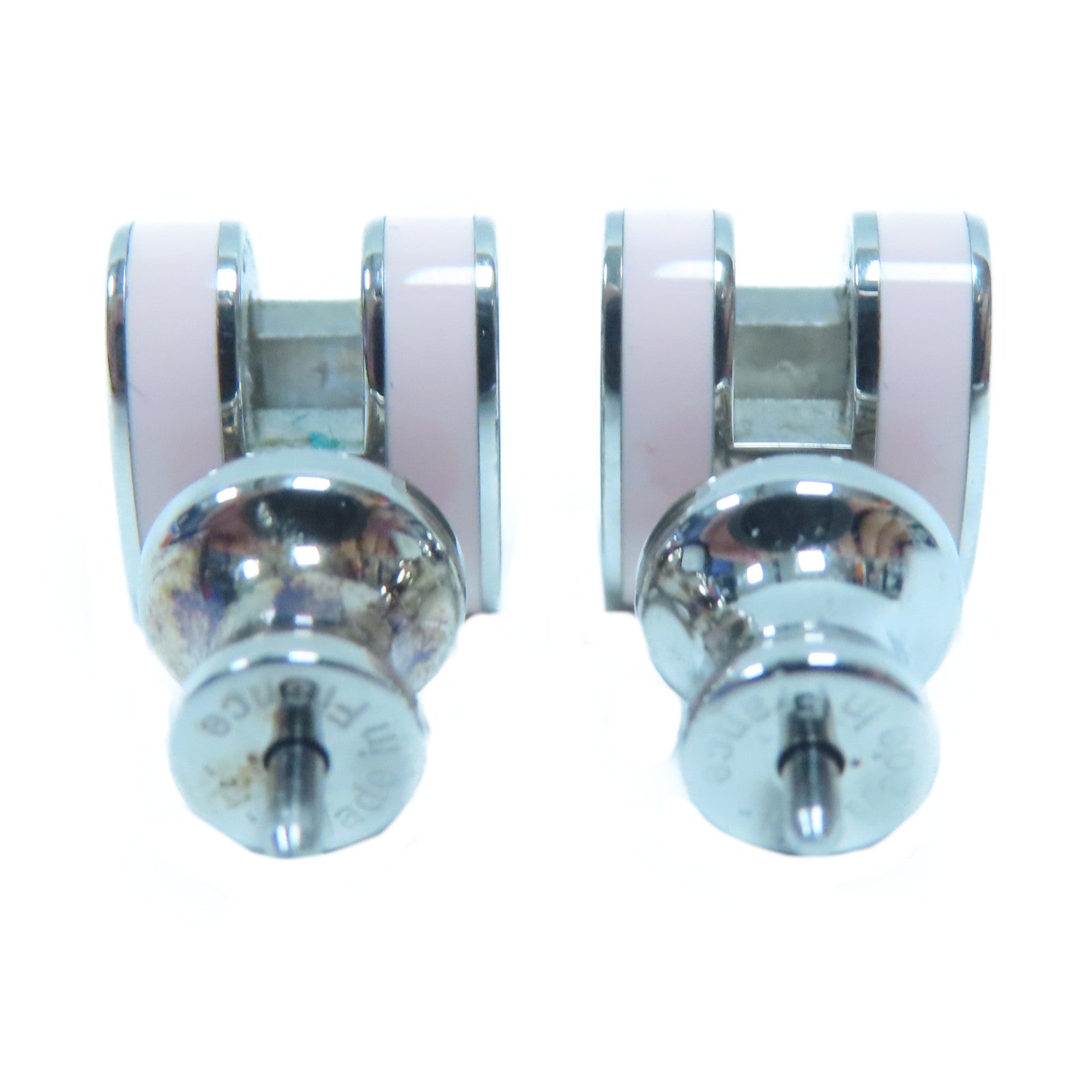 HERMES 【激減優惠】金屬Mini Pop H Earrings銀扣耳環粉紅色