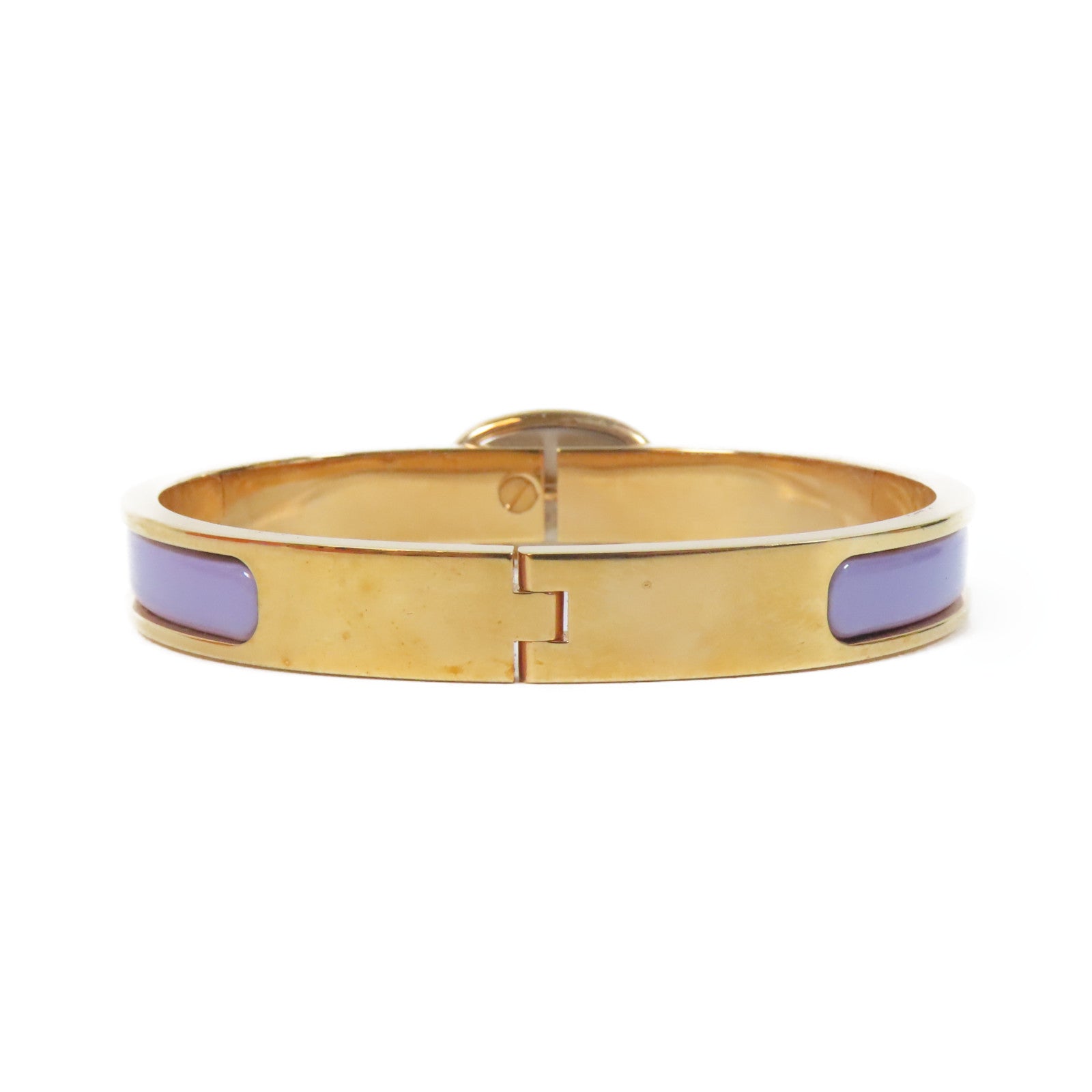 HERMES 琺瑯/金屬Mini Clic Bracelet金扣手鐲紫色