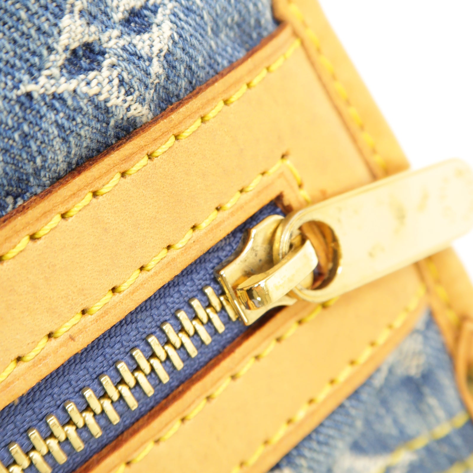 LOUIS VUITTON Monogram Denim Flat Shopper Tote金扣手挽袋藍色/啡色