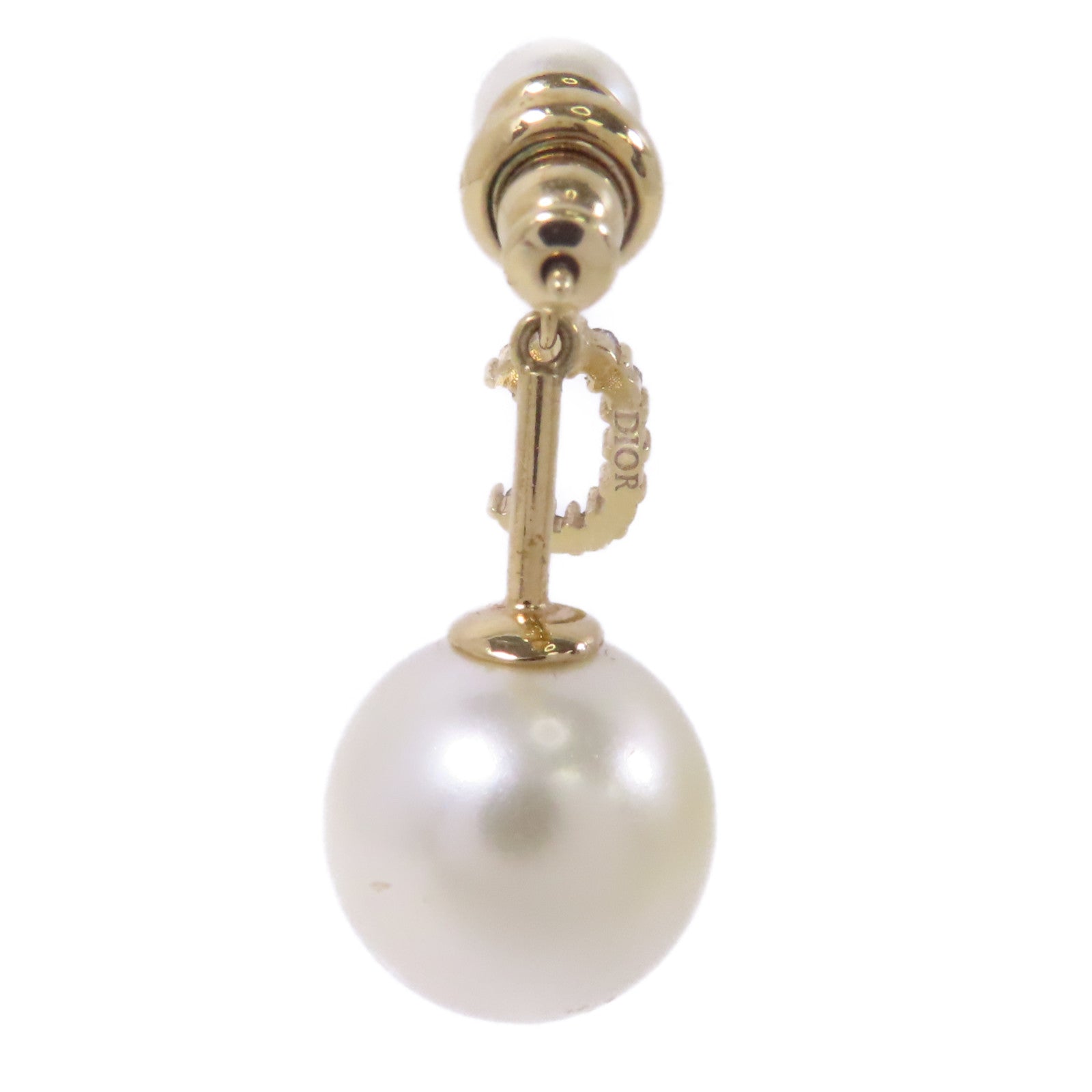 Dior 金屬/PVC Single Earring耳環金色/白色