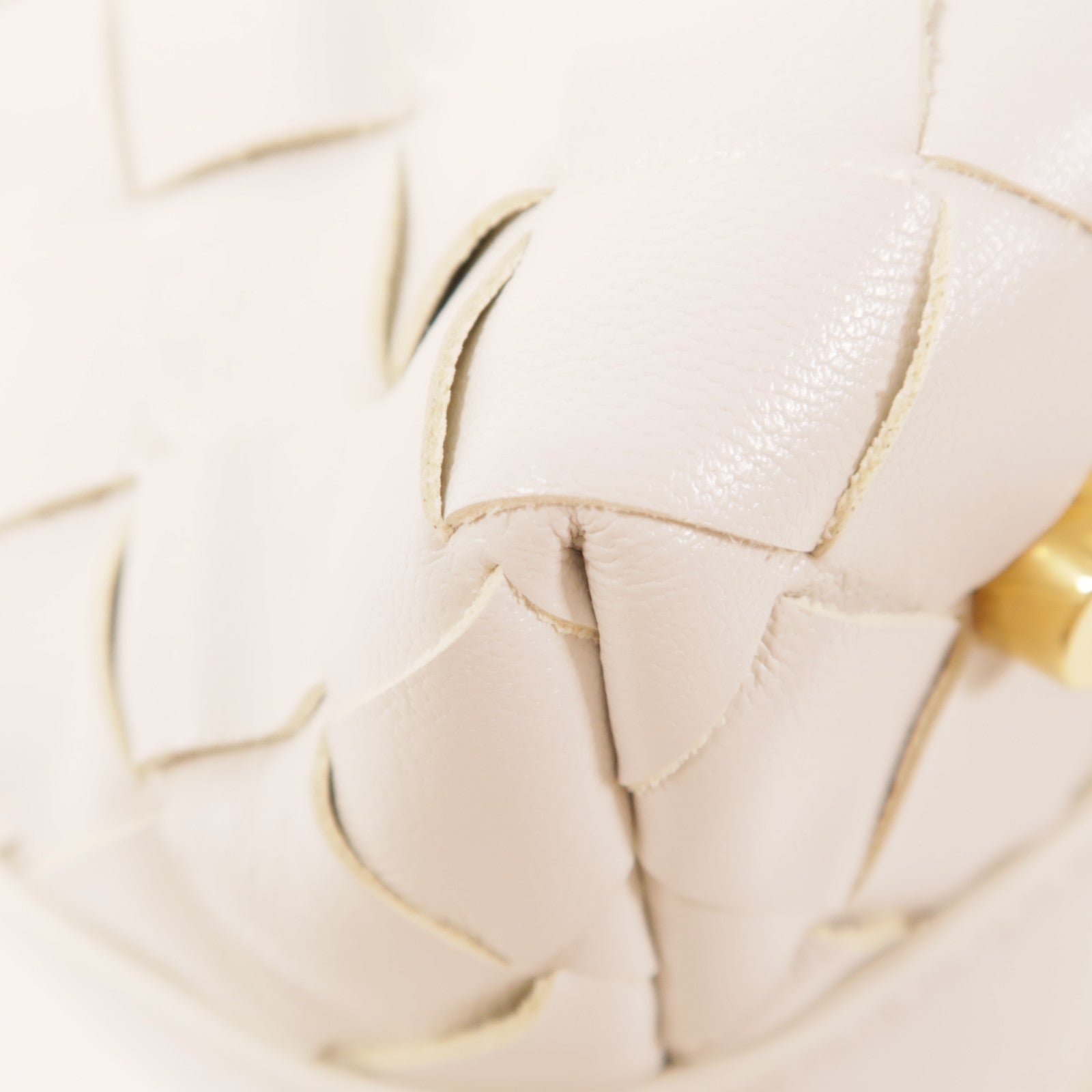 BOTTEGA VENETA BV GHW Wallace Bag 2 Way Shoulder Hand Bag Calfskin Leather White