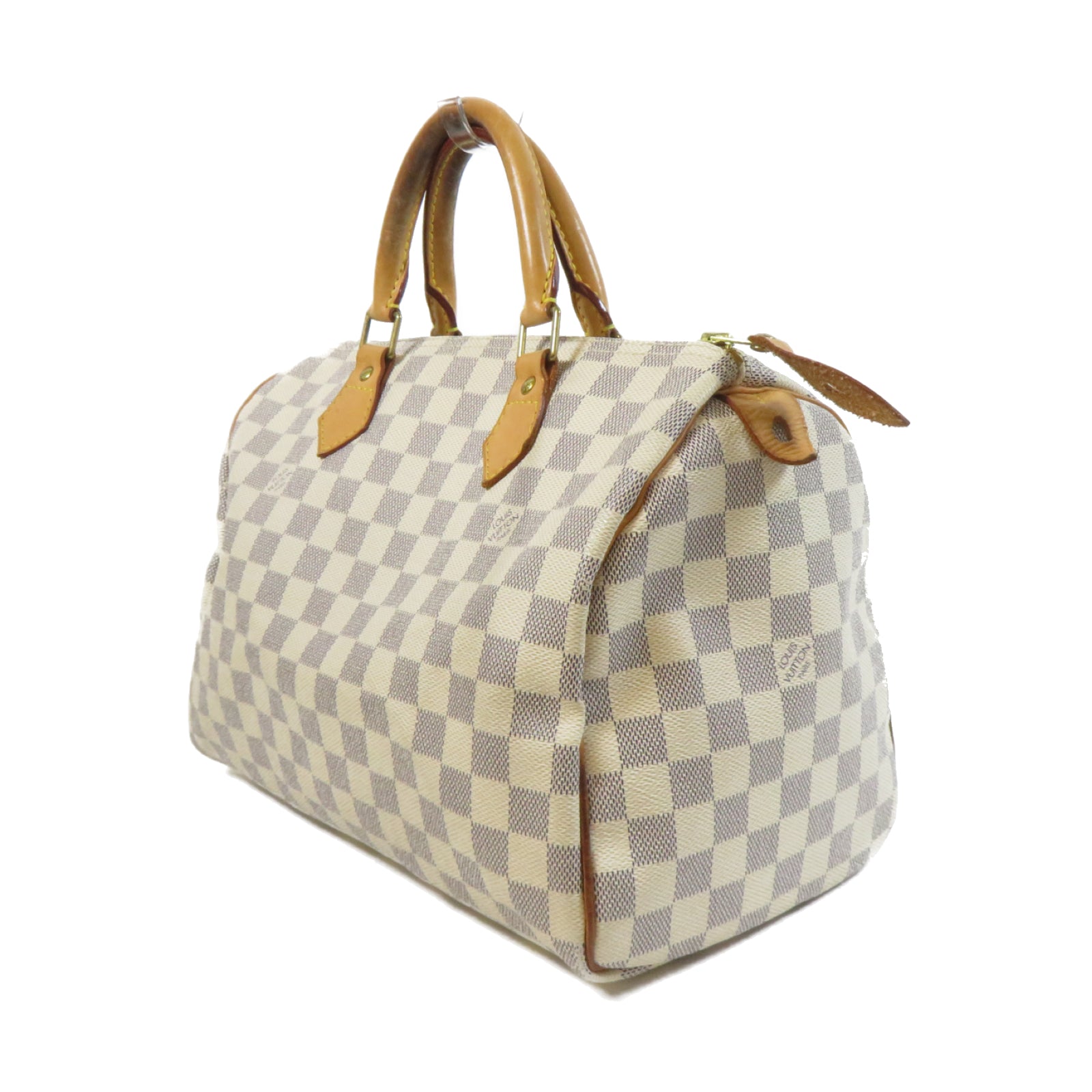 LOUIS VUITTON 【激減優惠】Damier Azur Speedy 30金扣手挽袋白色