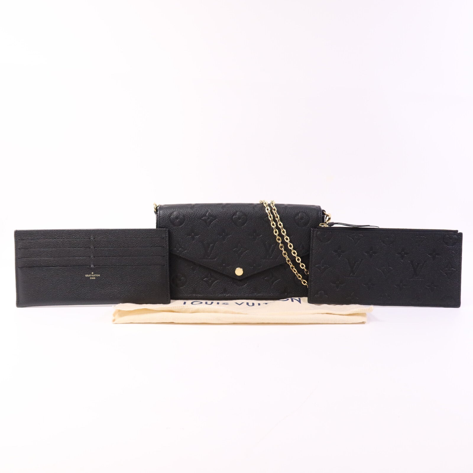LOUIS VUITTON Monogram Empreinte Felicie Pochette 金扣鏈帶肩背袋