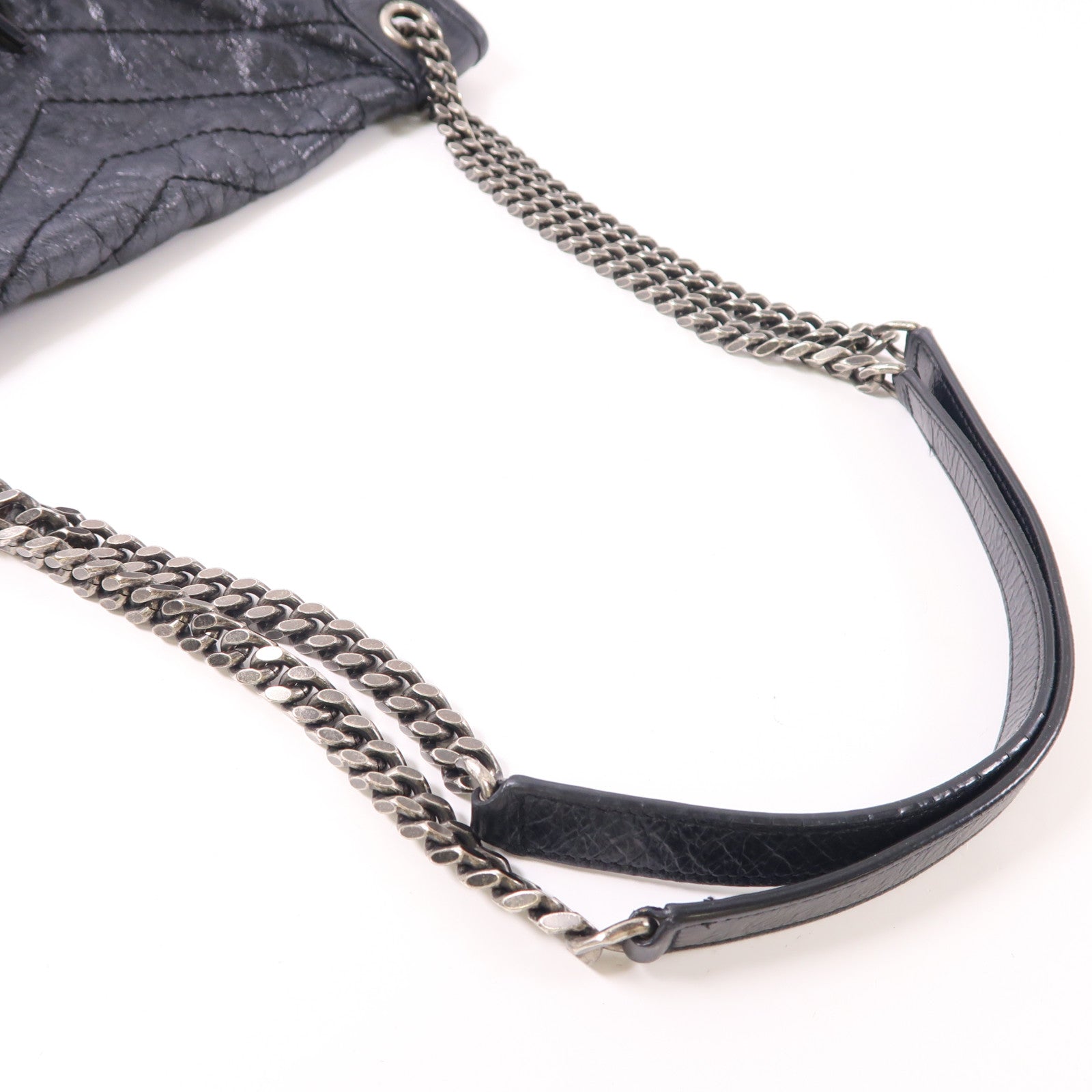 SAINT LAURENT 牛皮皮革Niki鏈帶肩背袋深藍色