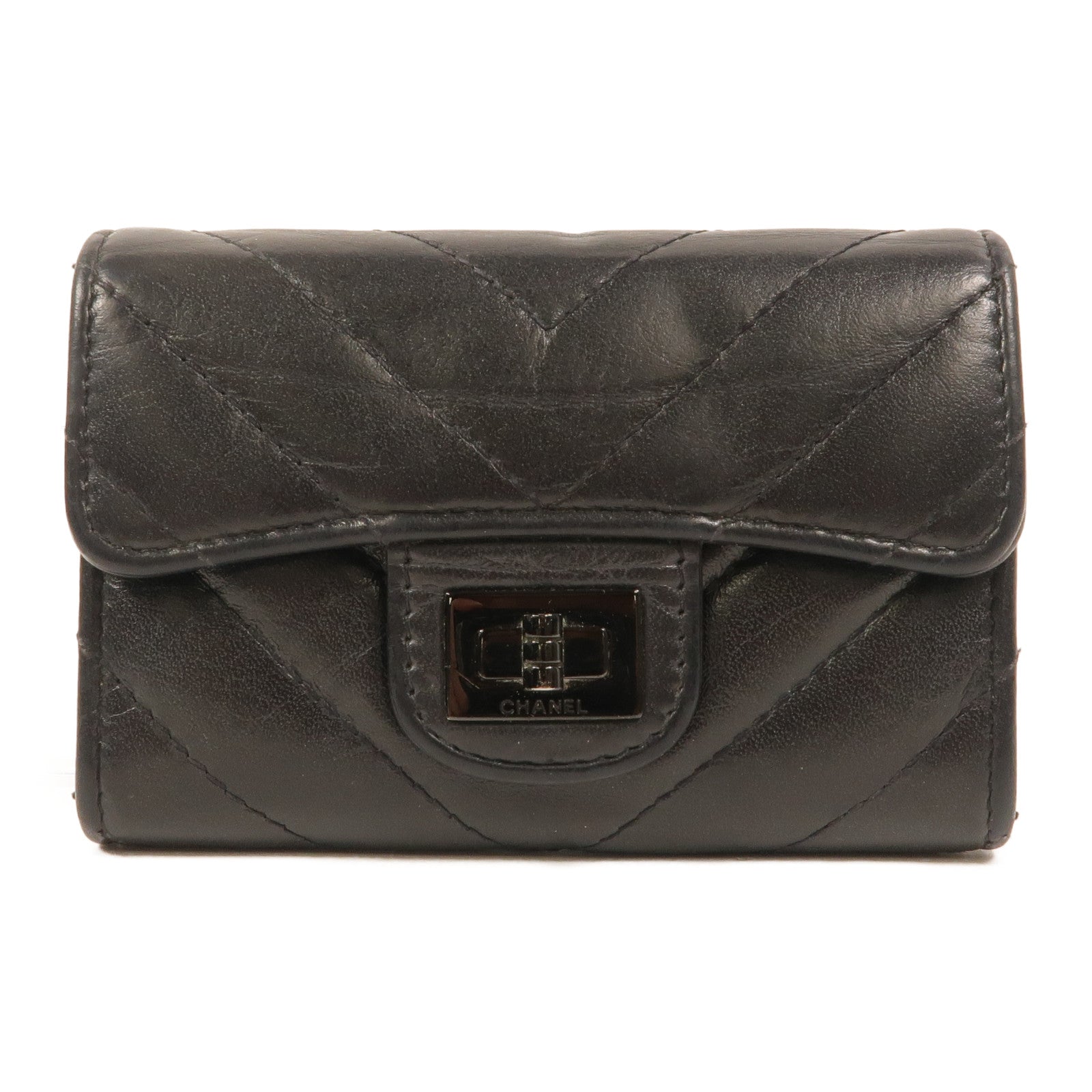 CHANEL 牛皮皮革2.55 So Black Card Holder卡片套
