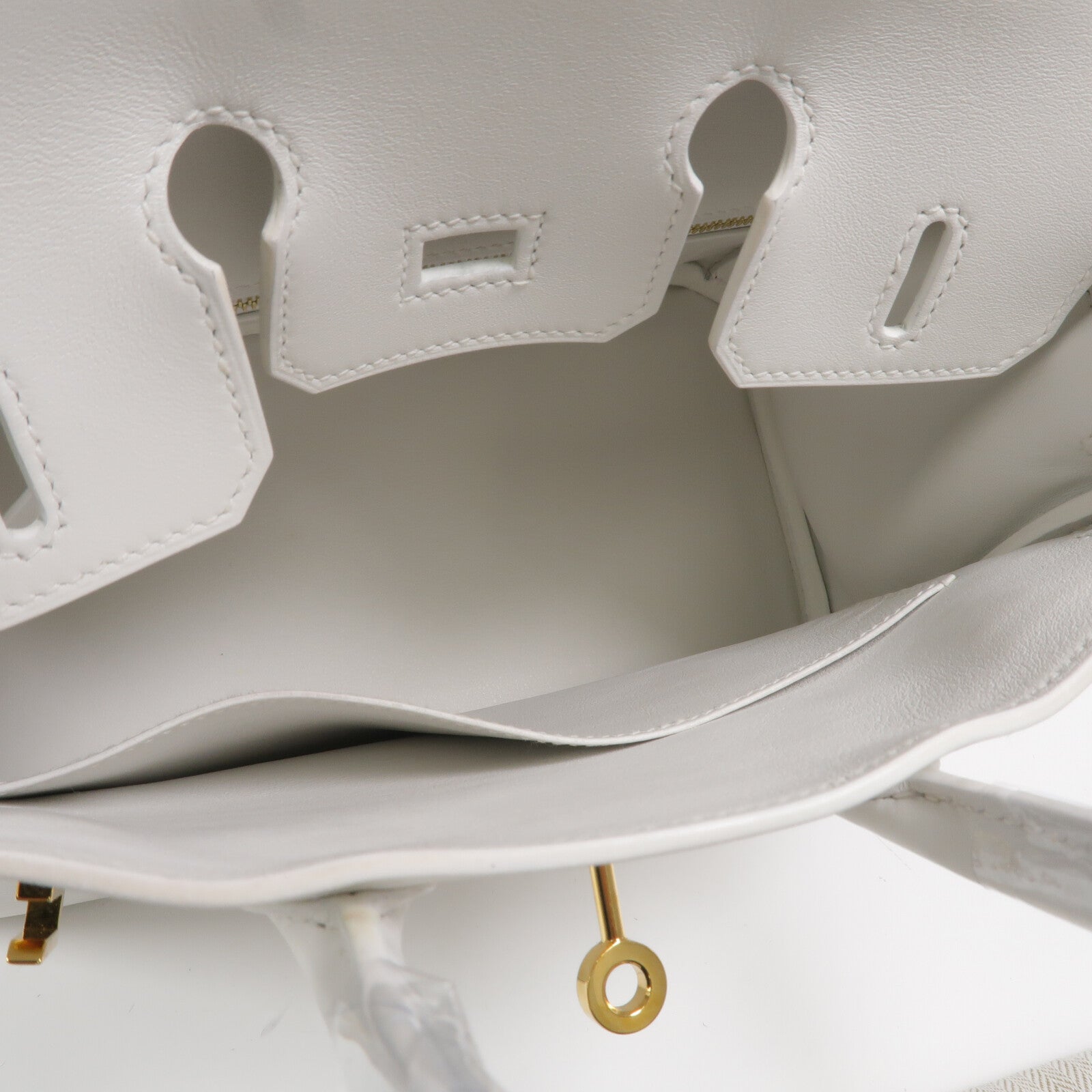 HERMES Swift皮革Birkin 25手挽袋New White