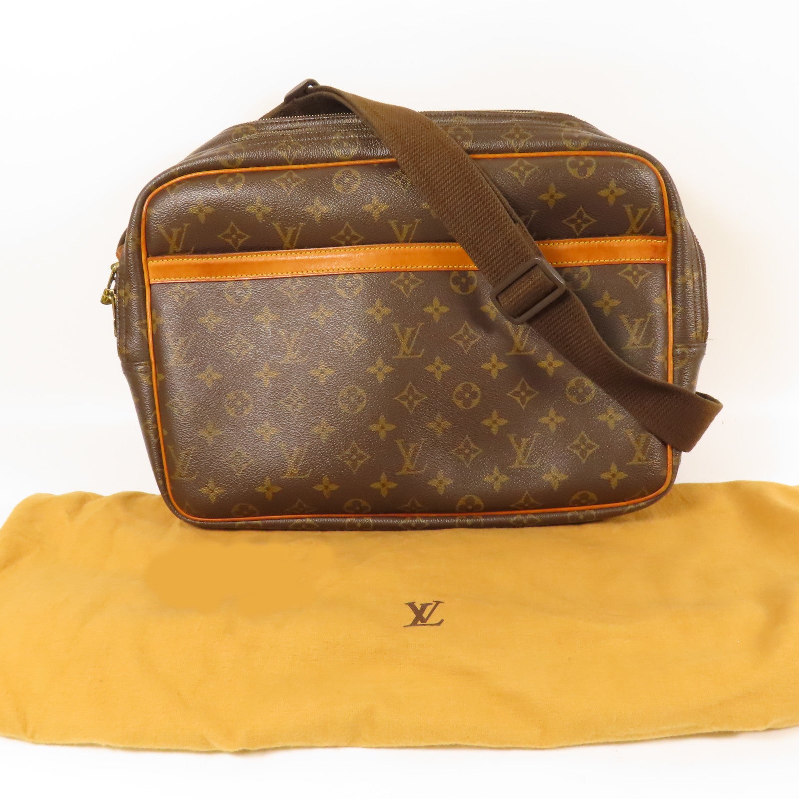 LOUIS VUITTON Monogram Reporter GM金扣肩背袋