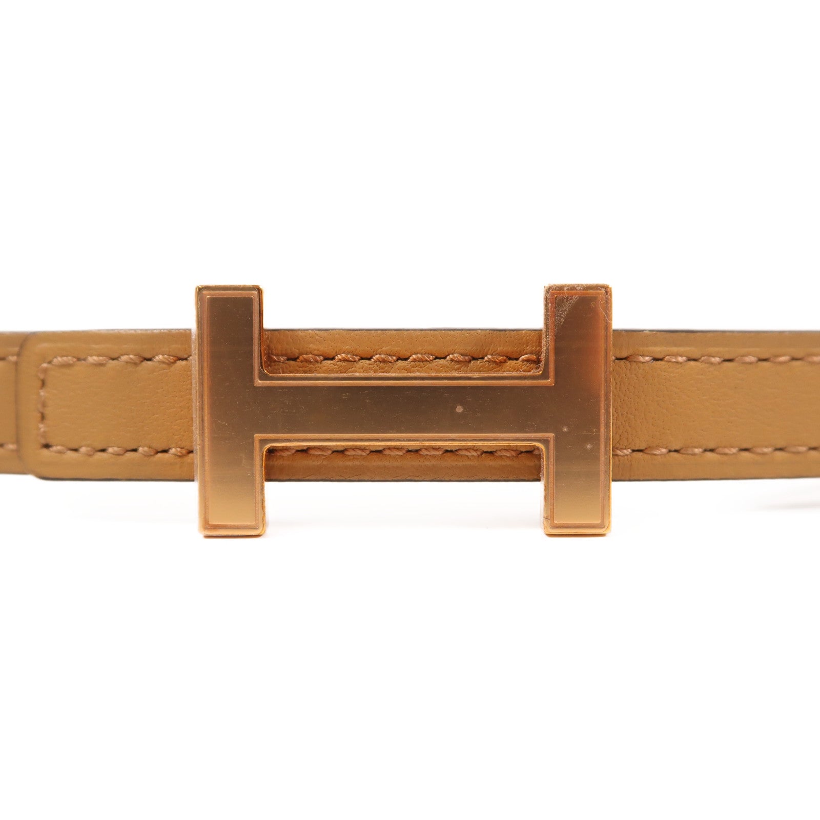 HERMES Epsom皮革H Belt 90cm金扣皮帶Sesame/Nata