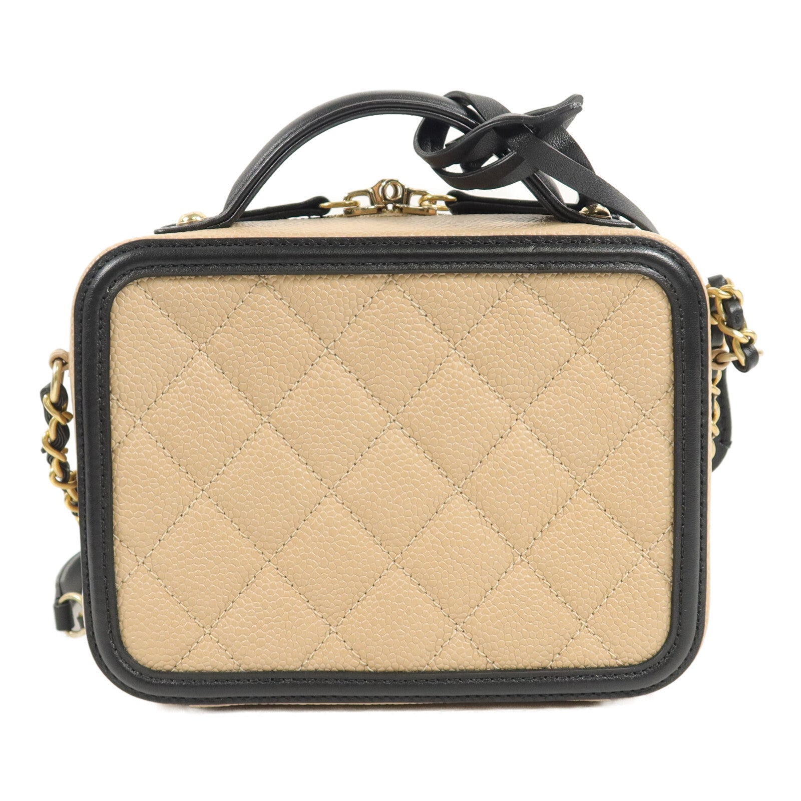 CHANEL 牛皮皮革CC Filigree Vanity Case Small手挽肩背兩用袋