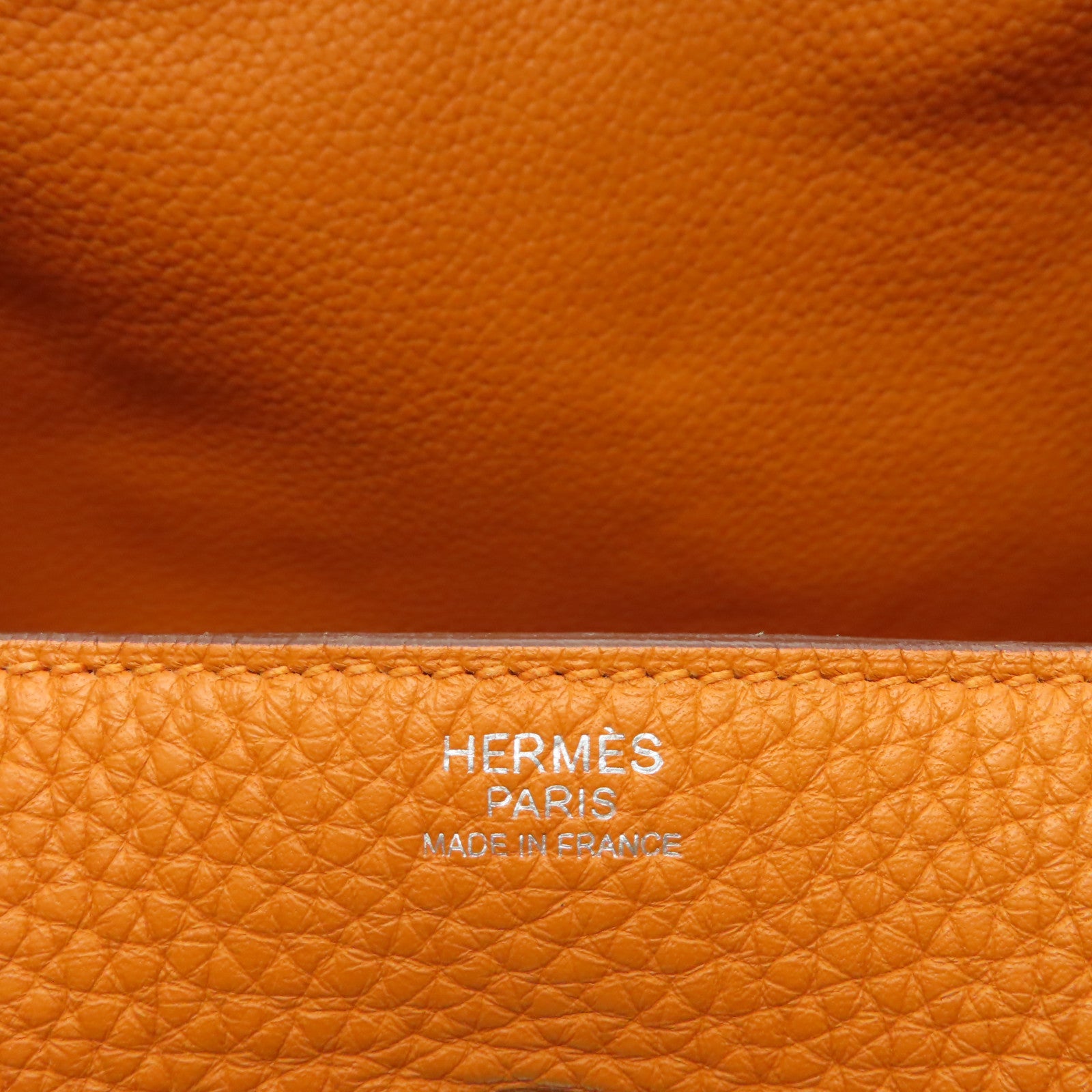HERMES 【激減優惠】Clemence皮革Lindy 34銀扣手挽肩背兩用袋橙色