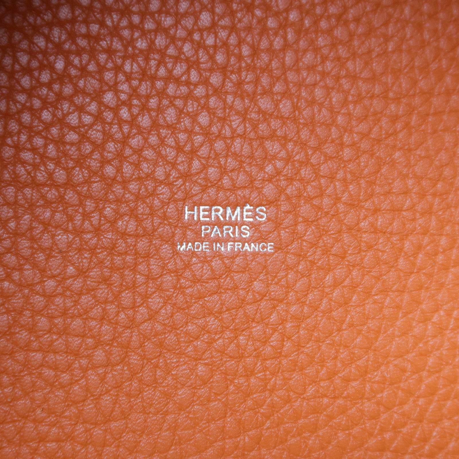 HERMES Clemence皮革Picotin MM銀扣手挽袋橙色