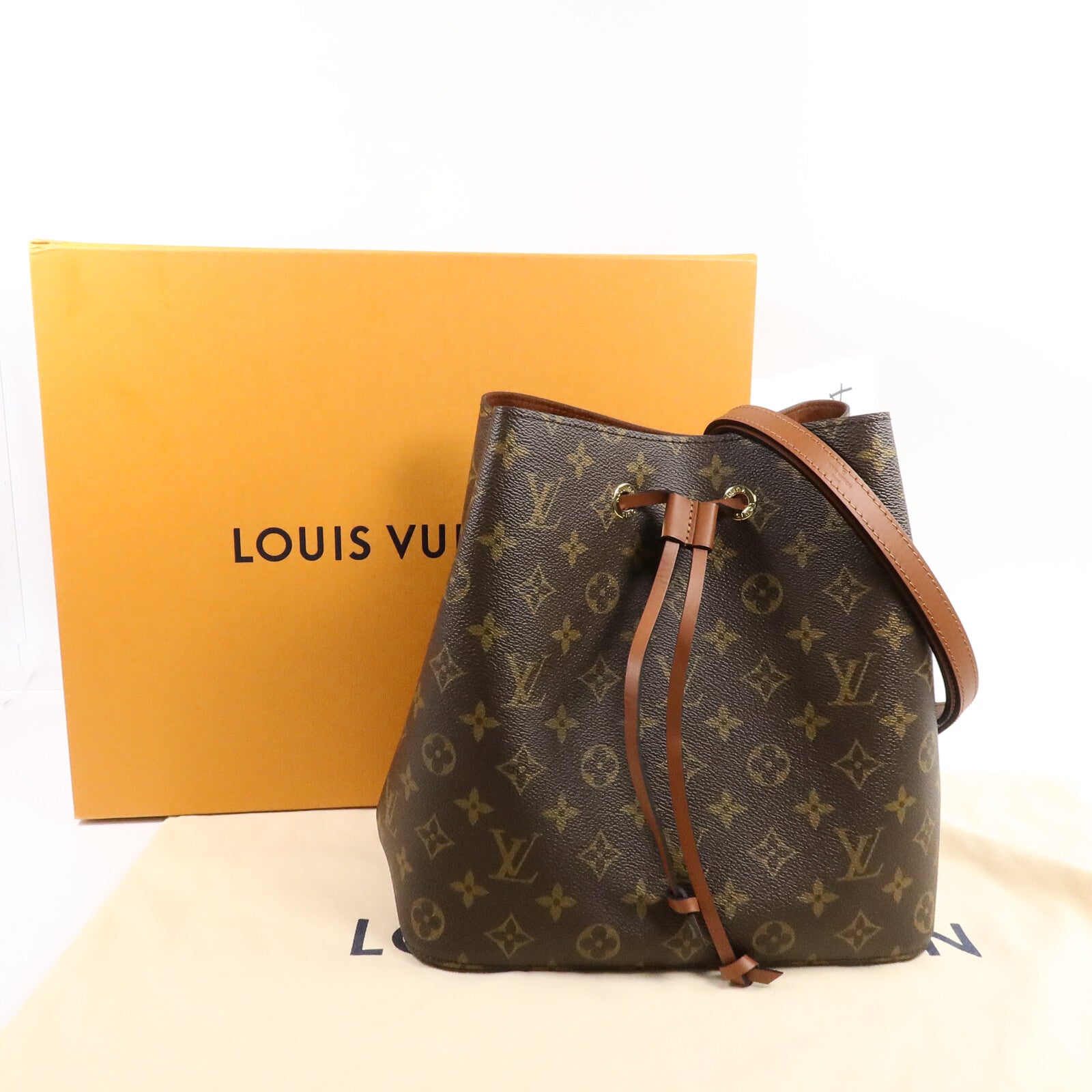 LOUIS VUITTON Monogram NeoNoe MM金扣肩背袋棕色
