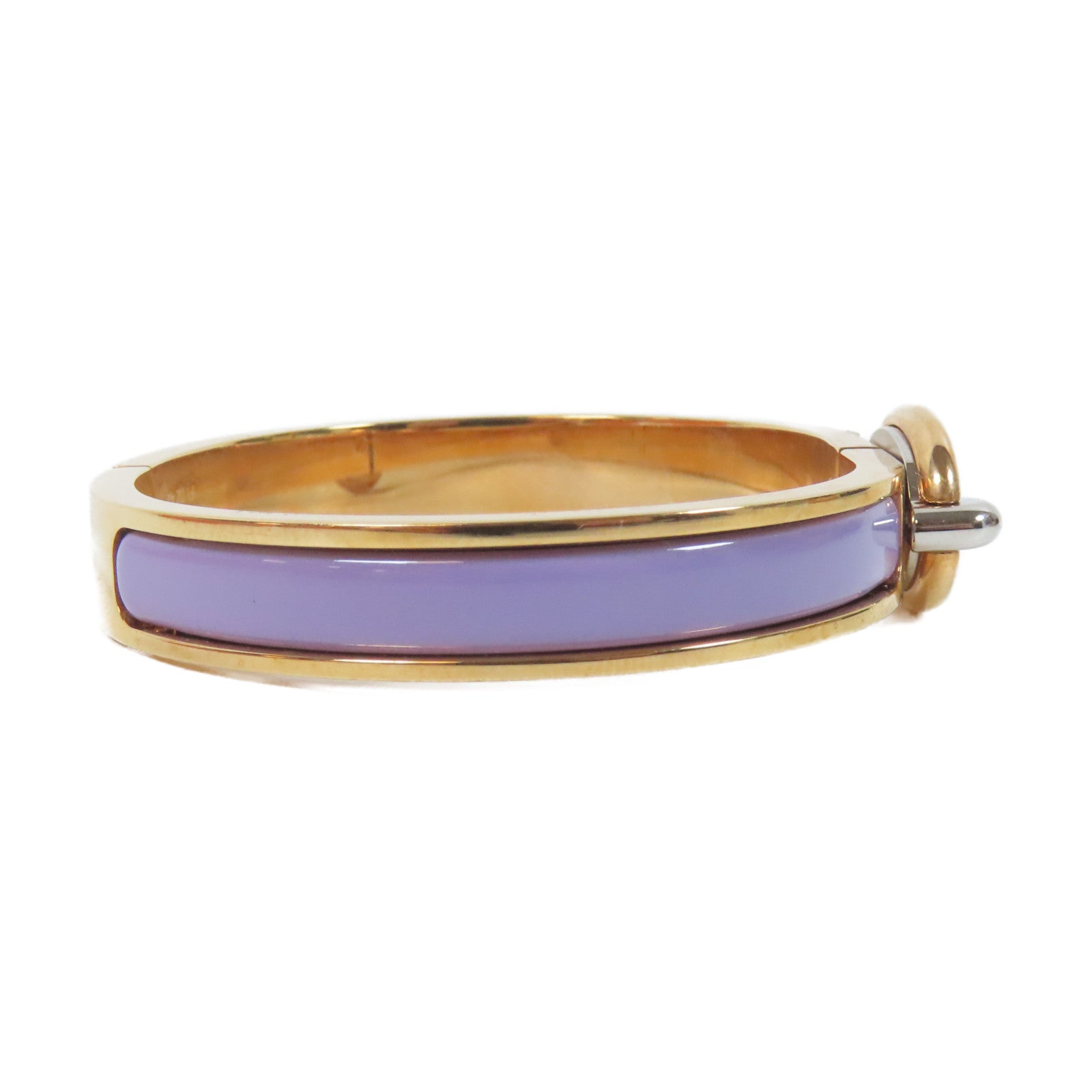 HERMES 琺瑯/金屬Mini Clic Bracelet金扣手鐲紫色