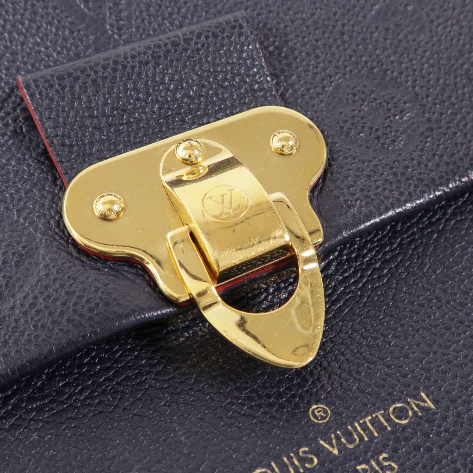 LOUIS VUITTON 【激減優惠】Monogram Empreinte Vavin PM金扣肩背袋深藍色